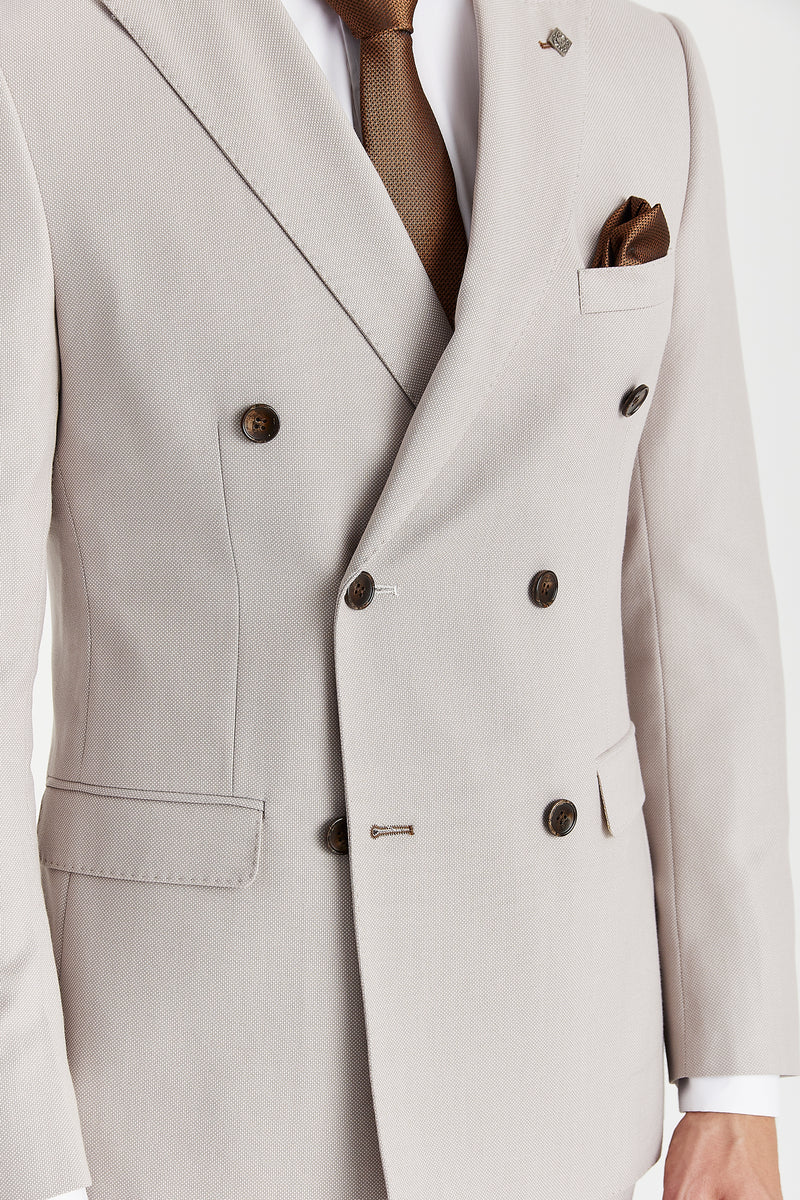 Men's Stone Birdseye Double Breasted Blazer