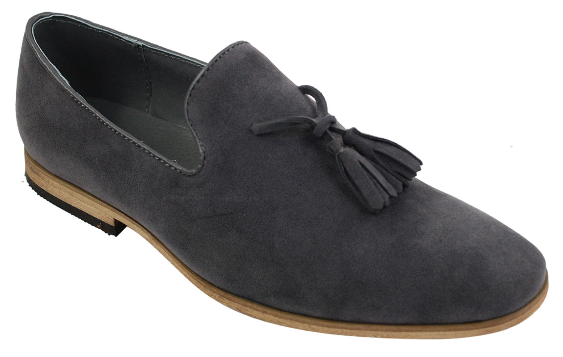Mens Suede Loafers Driving Shoes Slip On Tassle Design Leather Line Black Comfort