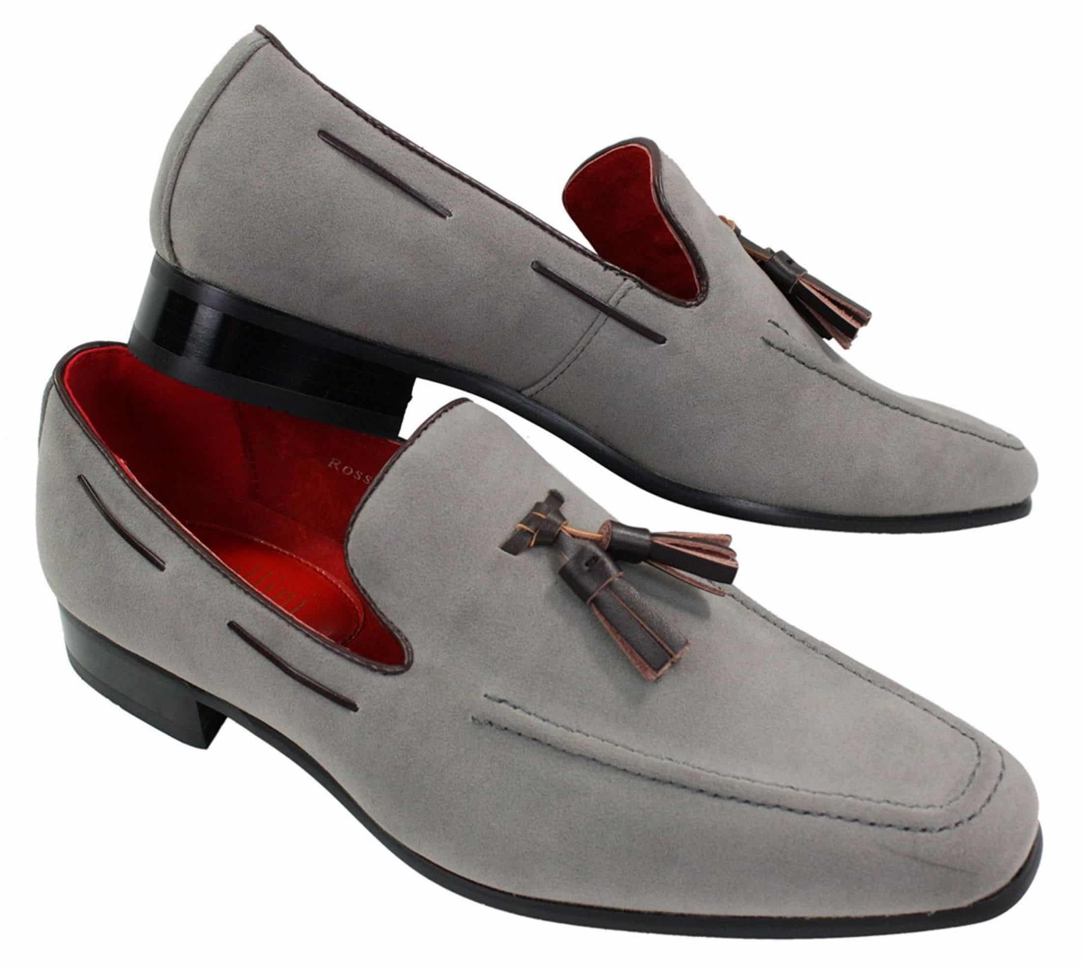 Mens Suede Loafers Driving Shoes Slip On Tassle Design Leather Smart Casual