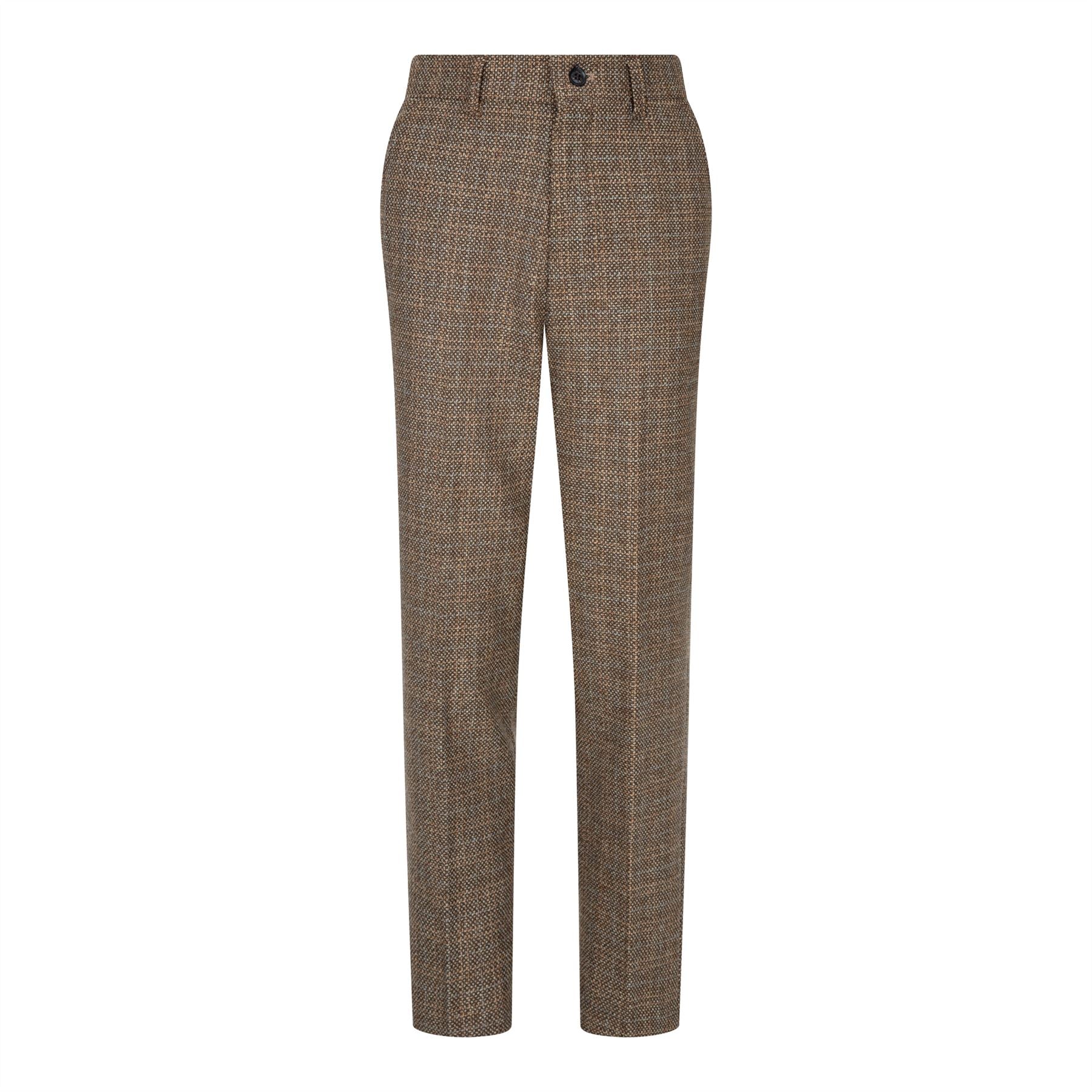 Boys 3 Piece Brown Suit Tweed Check Vintage Retro Tailored Fit 1920s