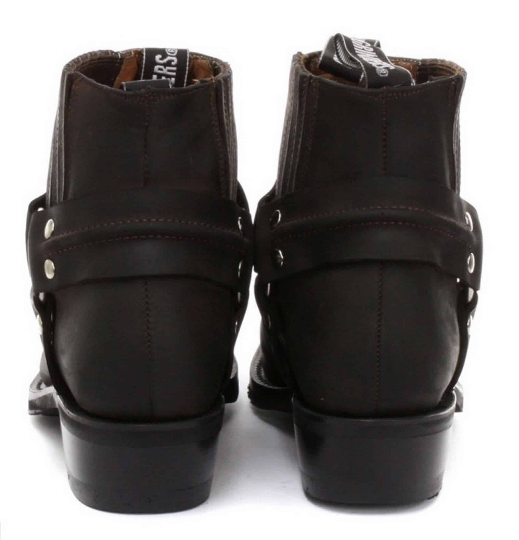 Unisex Real Leather Biker Ankle Boots Rock Punk Grinders Buckle Cowboy Riding
