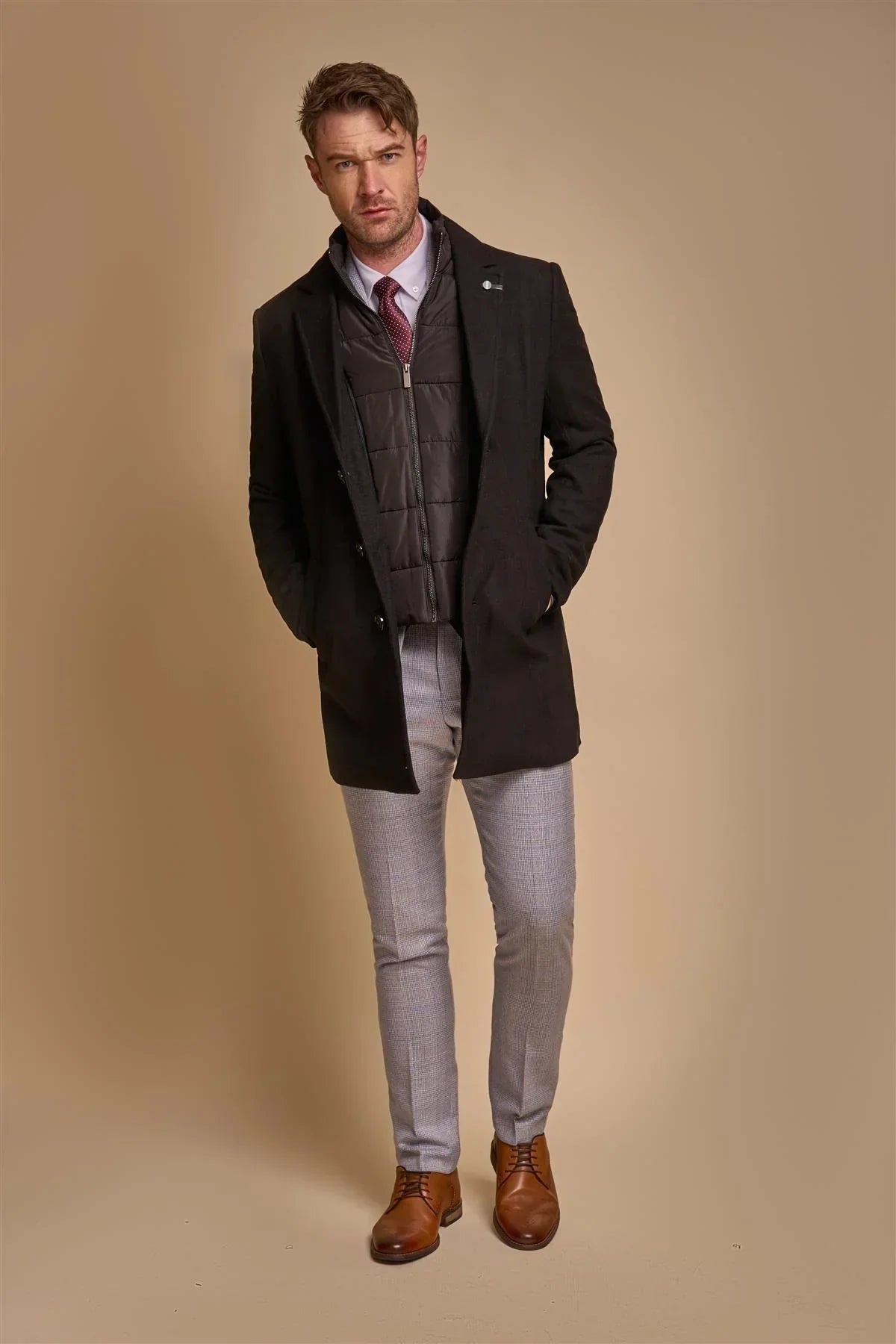Sanford - Men's Black Wool Blend Overcoat