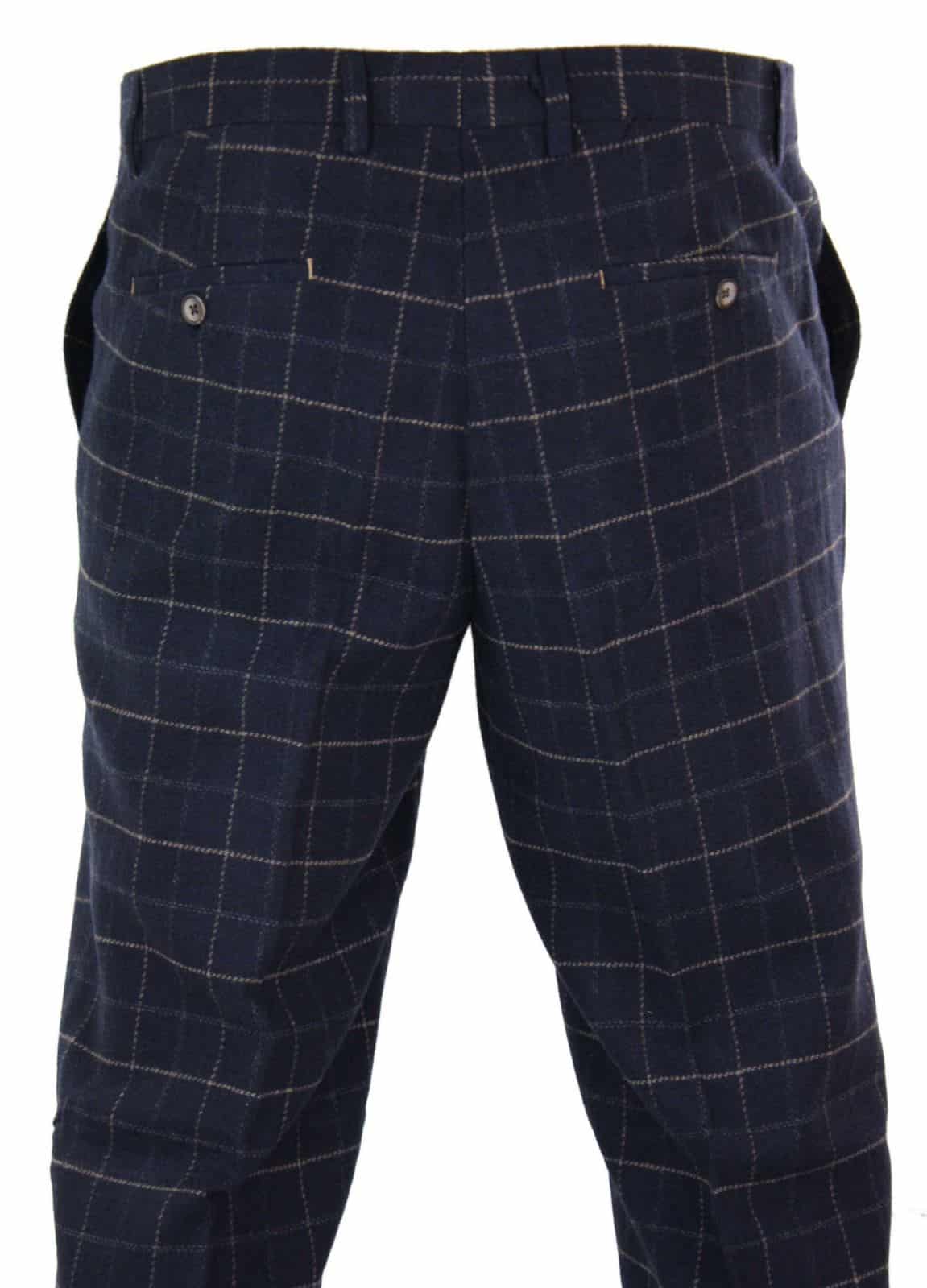Cavani Shelby - Mens Classic Tweed Check Vintage 1920s Vintage Trousers