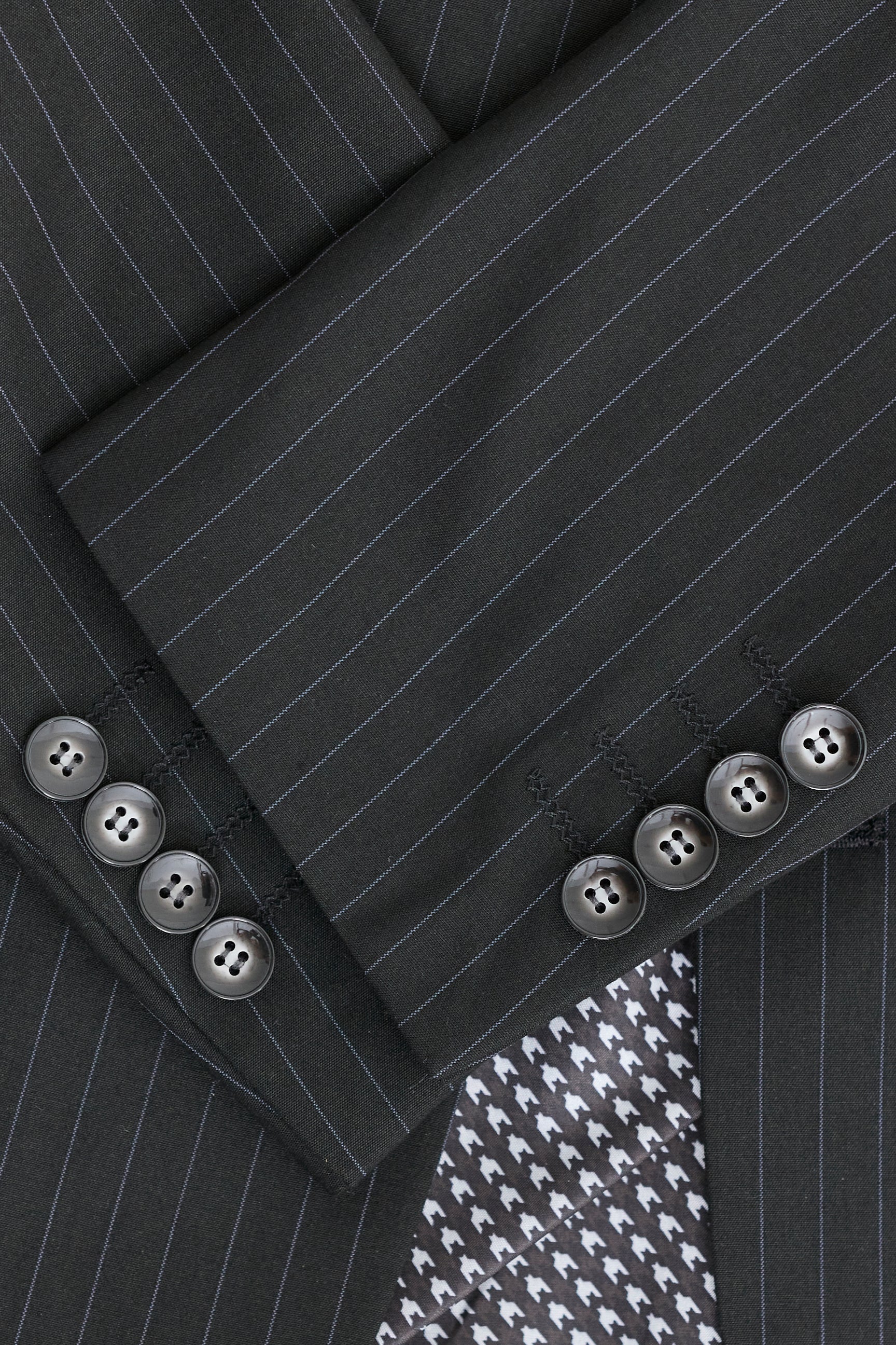 Mens Black 3 Piece Pinstripe Suit