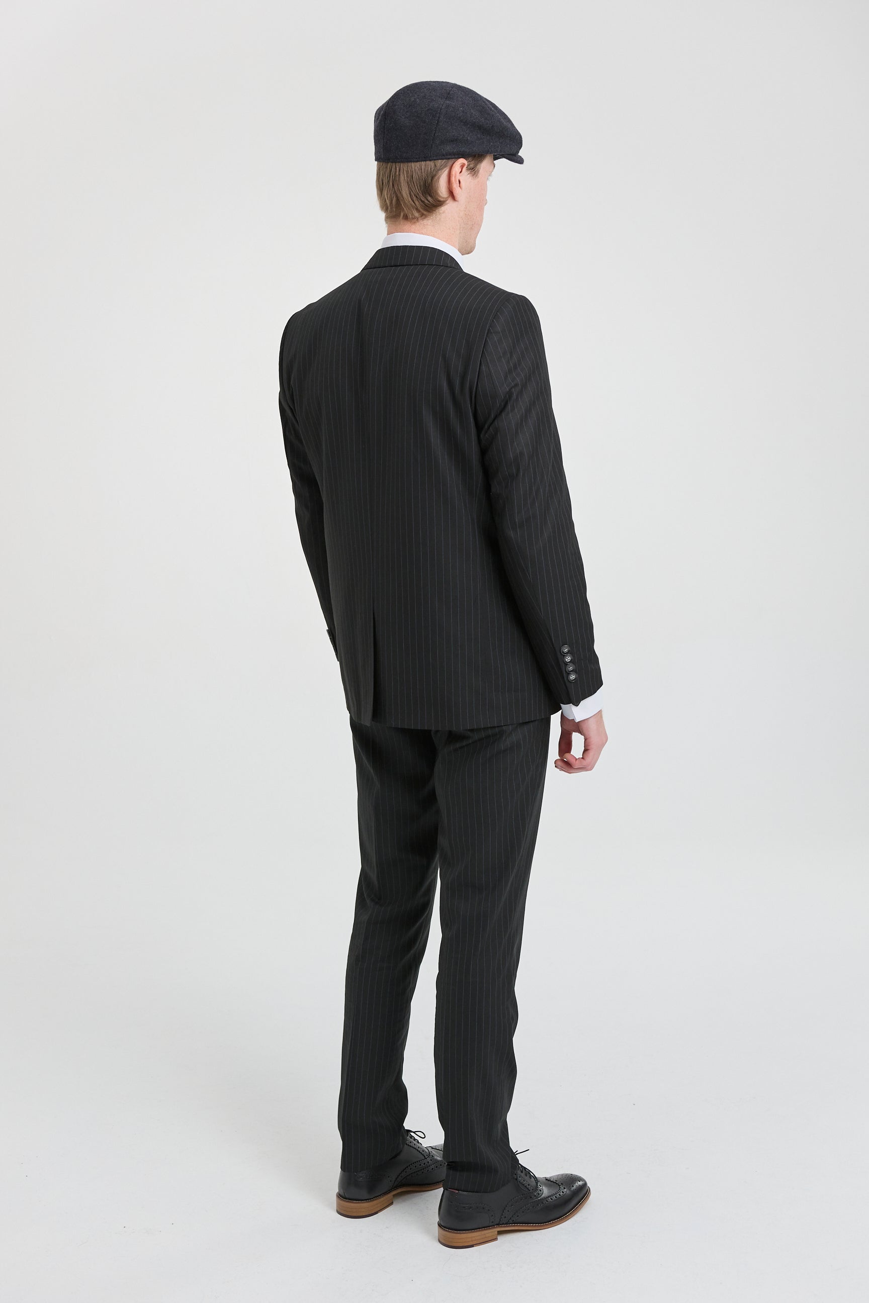 Mens Black 3 Piece Pinstripe Suit
