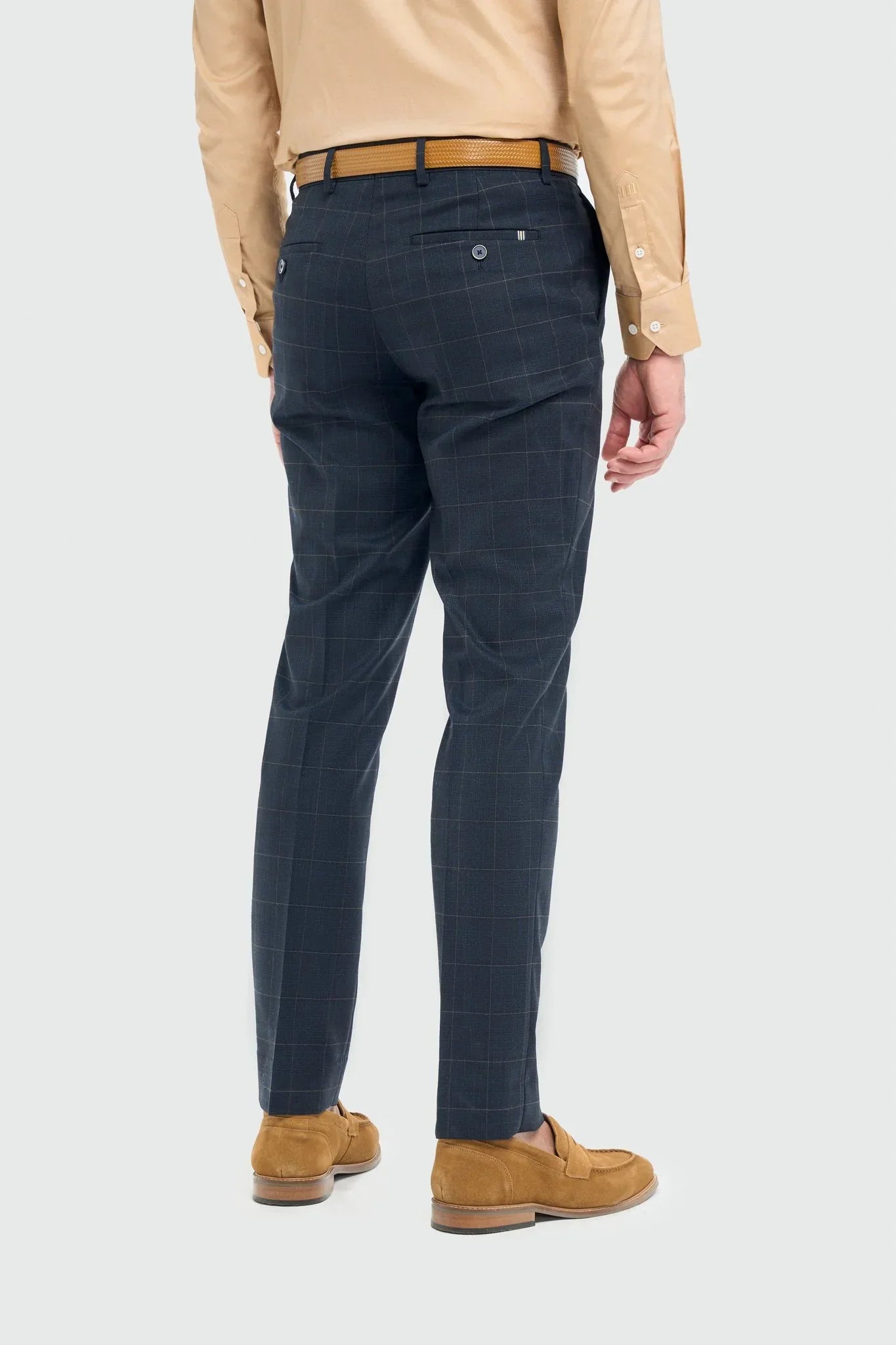 Torino - Men's 3 Piece Tailored Fit Navy Check Suit