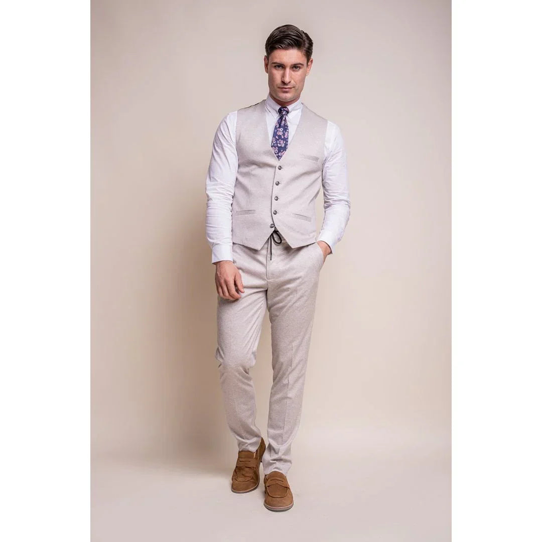 Valencia Men's Classic Cream 3-Piece Wedding Suit