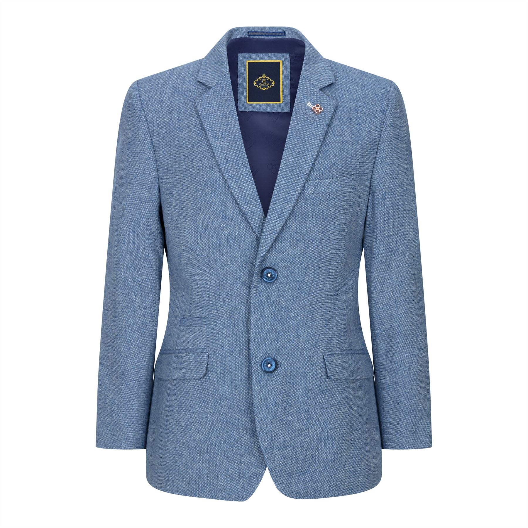 Boys 3 Piece Wool Suit Light Blue Tweed Vintage 1920s Classic 4 Pocket Waistcoat