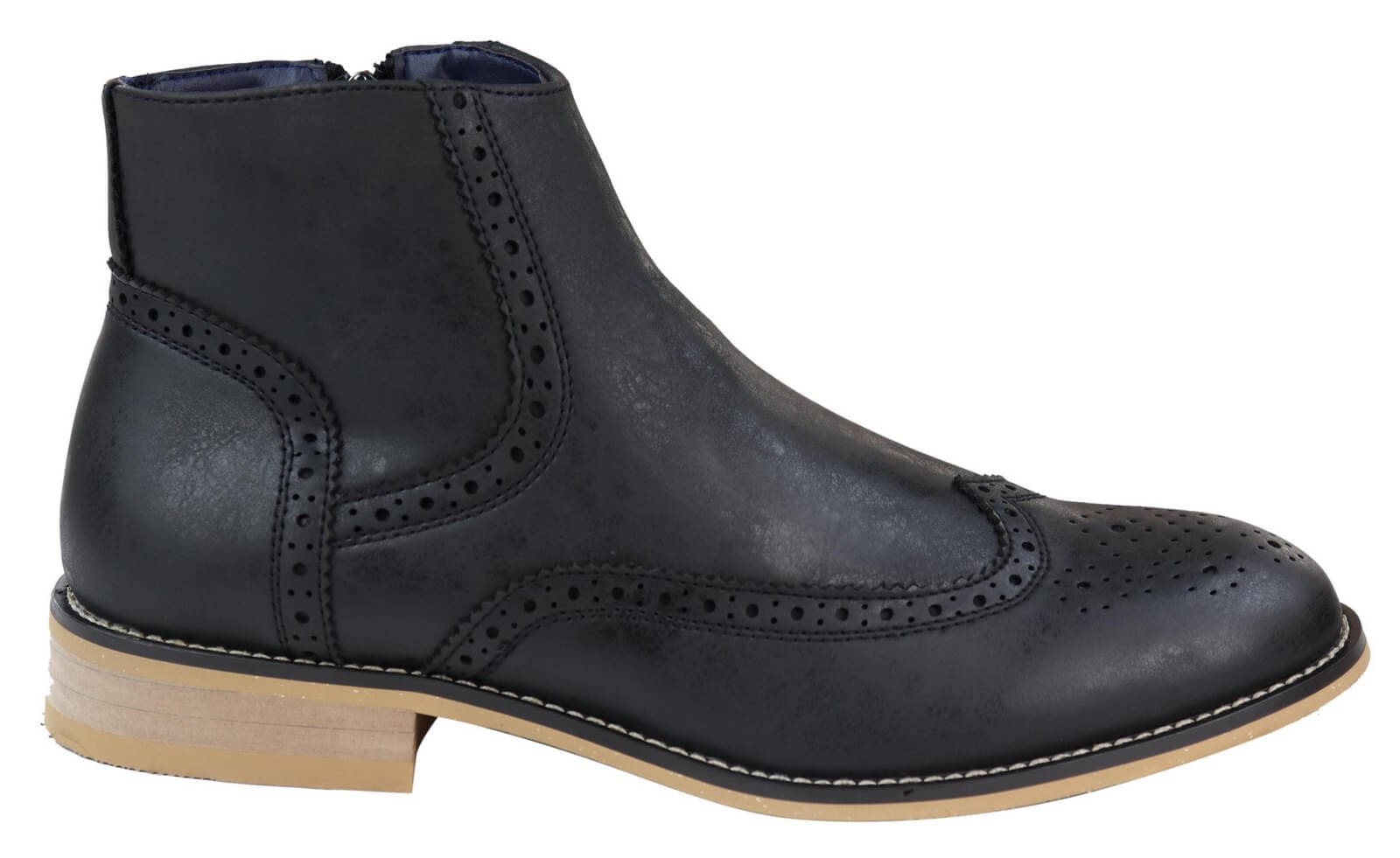 Mens Zip-Up 1920s Vintage Brogue Boots