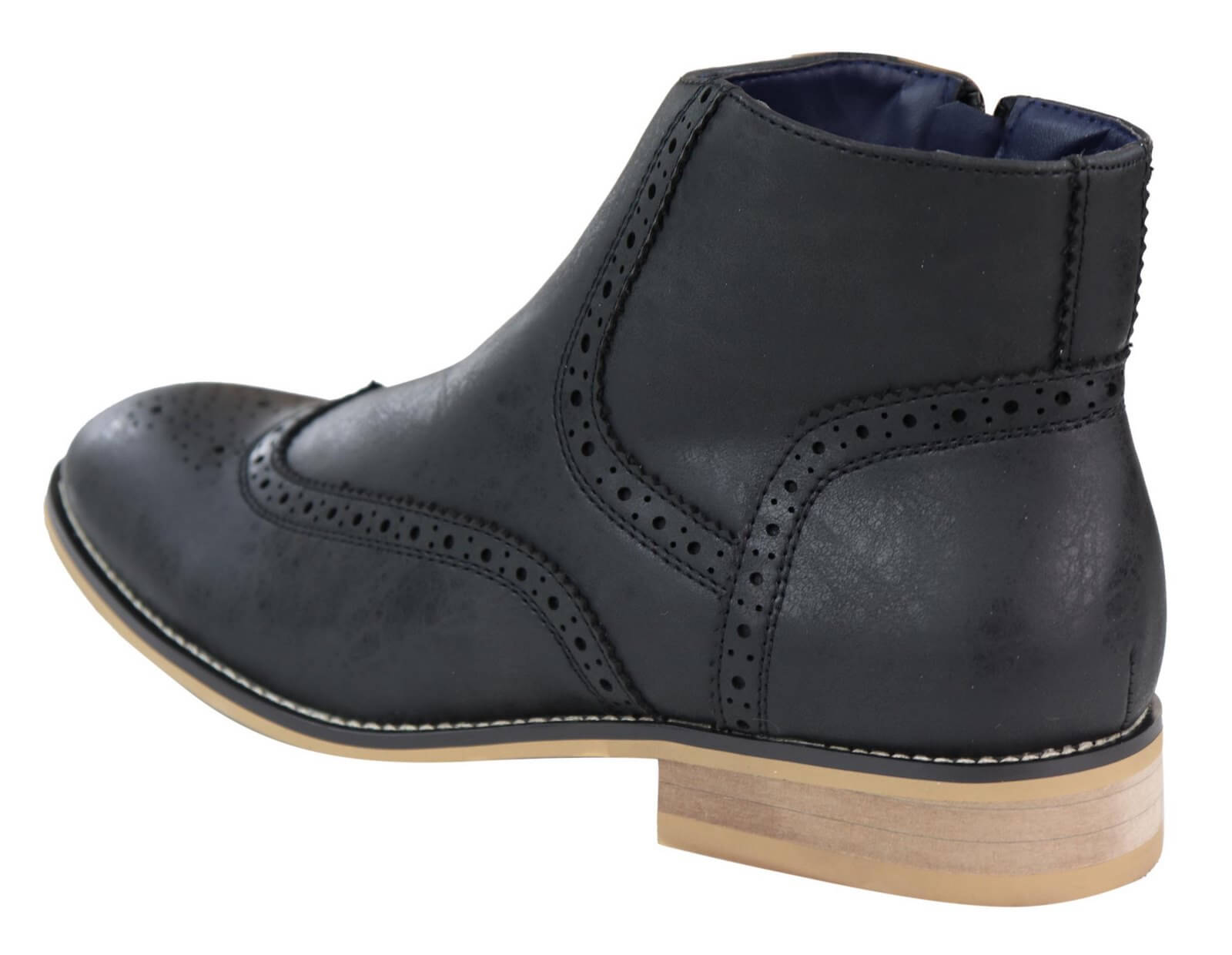 Mens Zip-Up 1920s Vintage Brogue Boots