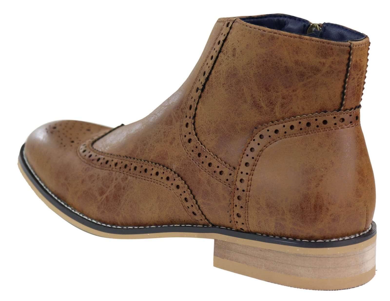 Mens Zip-Up 1920s Vintage Brogue Boots
