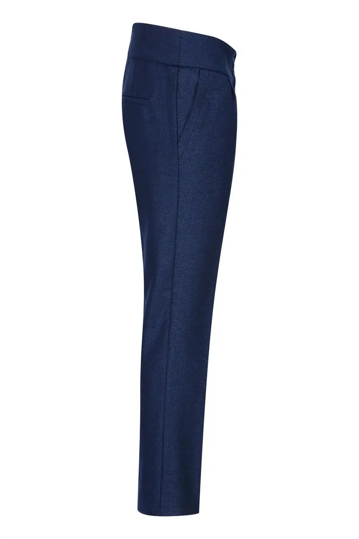 Womens Tweed Herringbone Trouser Navy Blue 1920s Vintage Classic Gatsby Blinders