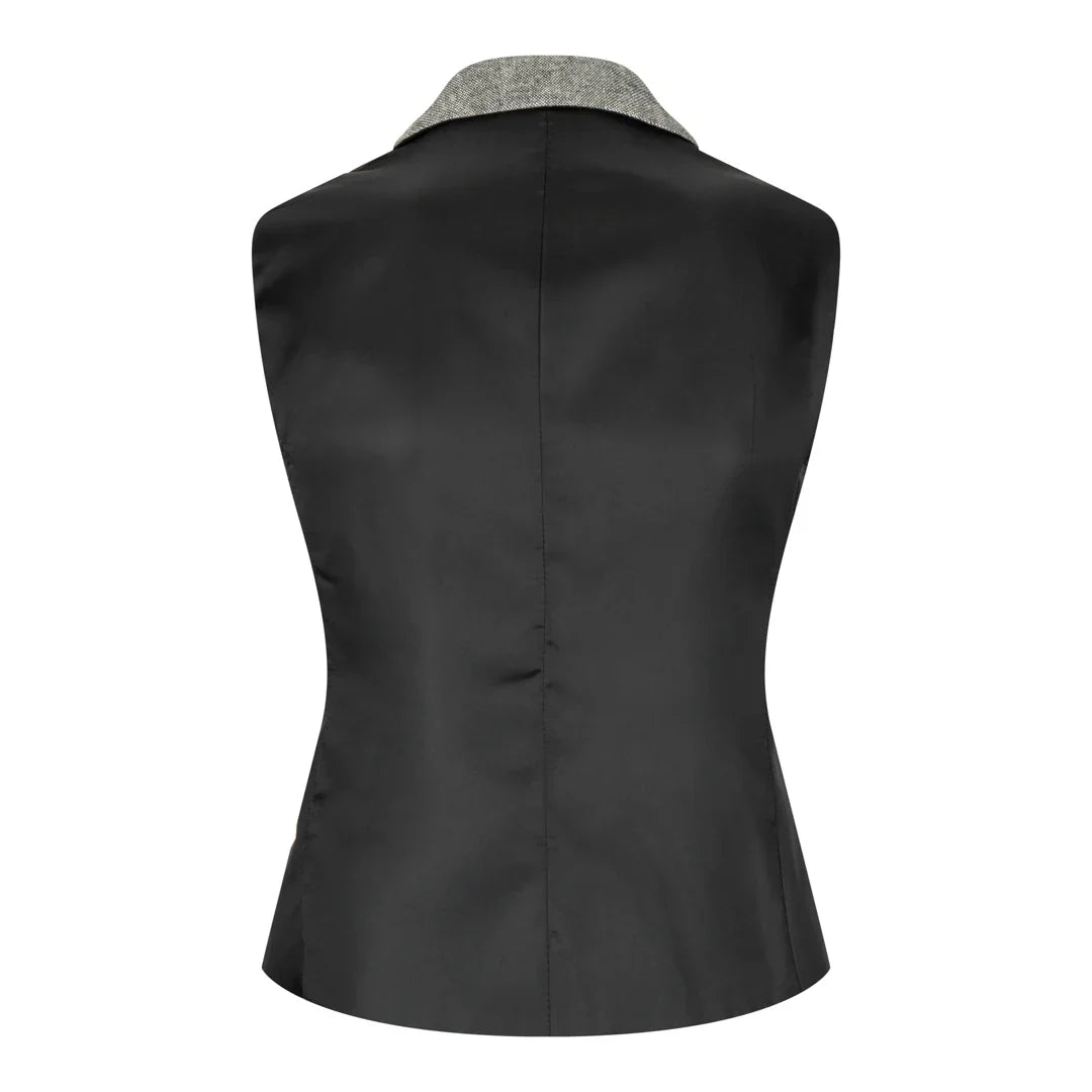 wsn03 - Women's Tweed Grey Blazer Waistcoat Elow Patch Peaky 1920s