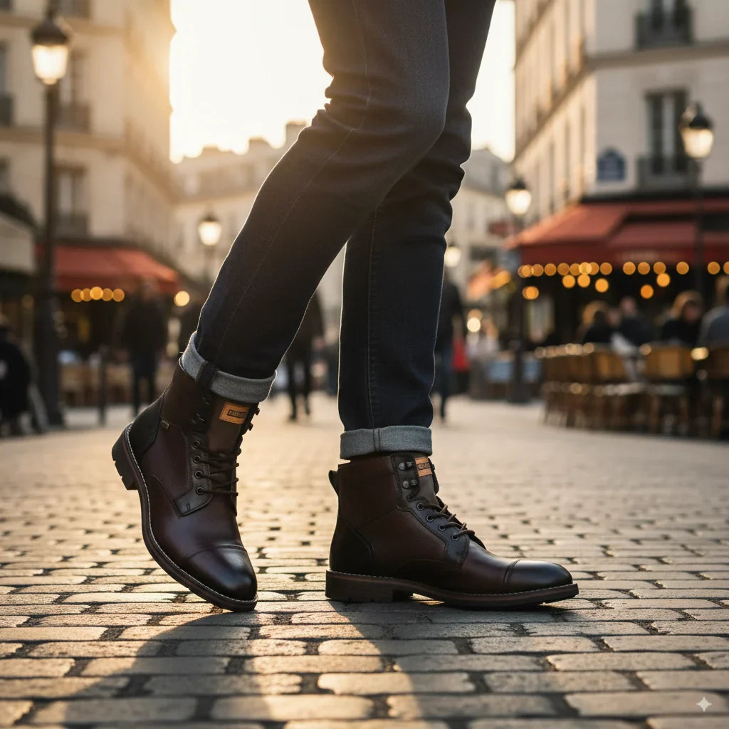York - Men's Olmo Brown Lace Up Leather Ankle Boots