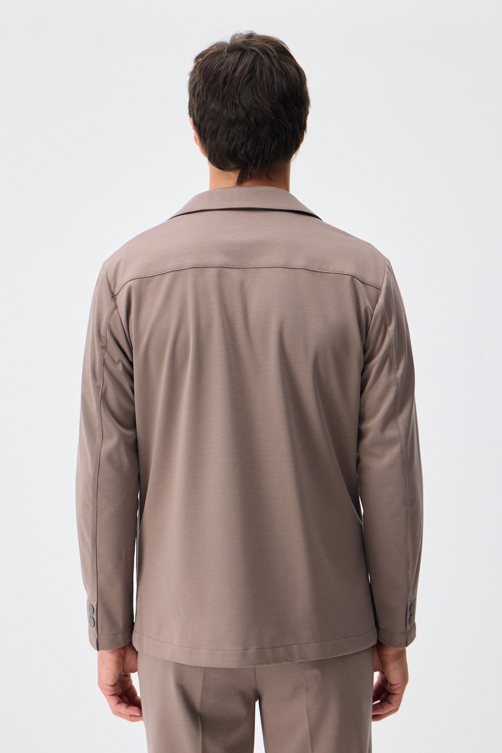 Men’s Taupe Brown Soft Jersey Blazer Smart Casual Jacket