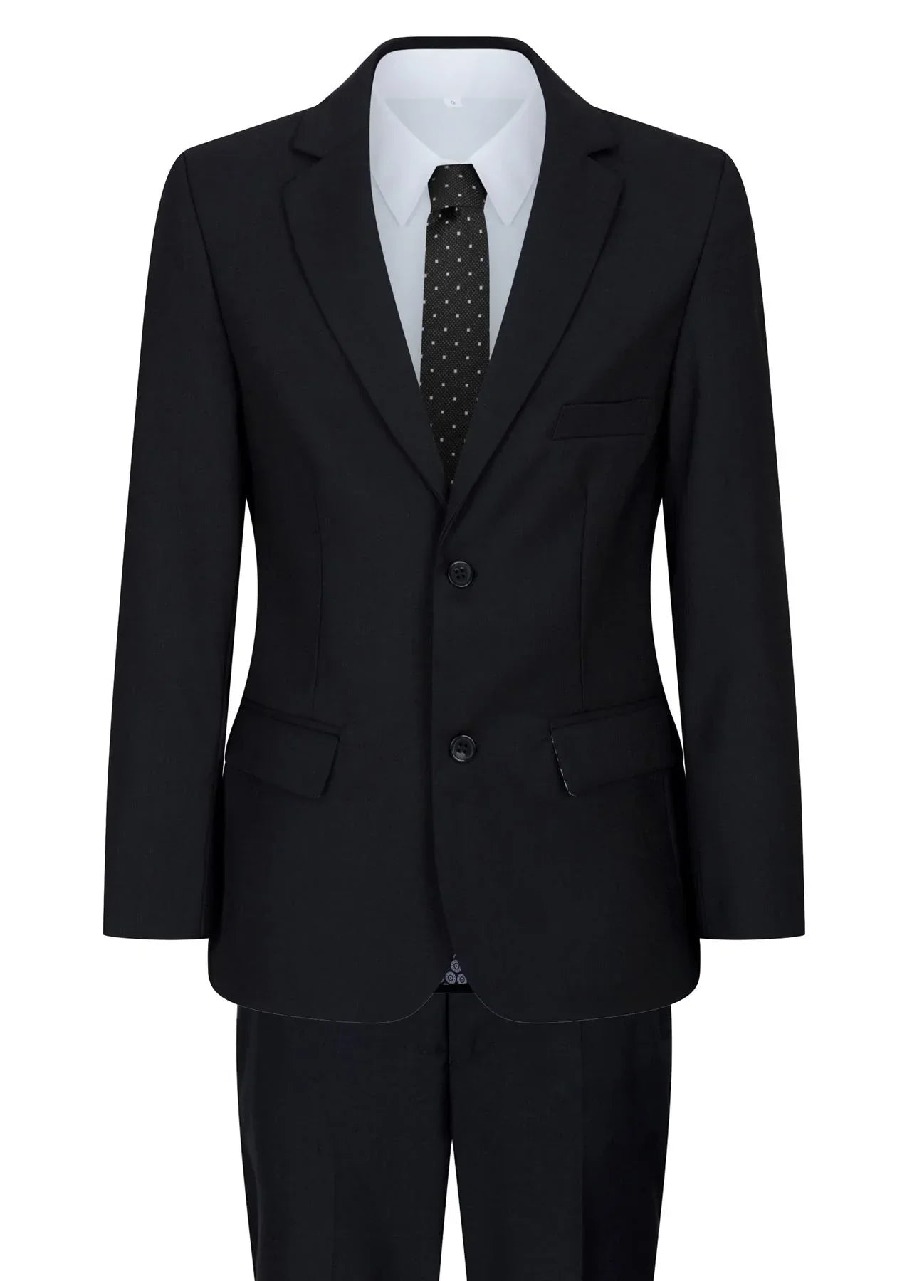 Boys Black 5 Piece Suit Blazer Waistcoat Shirt Tie Trousers Wedding Funeral