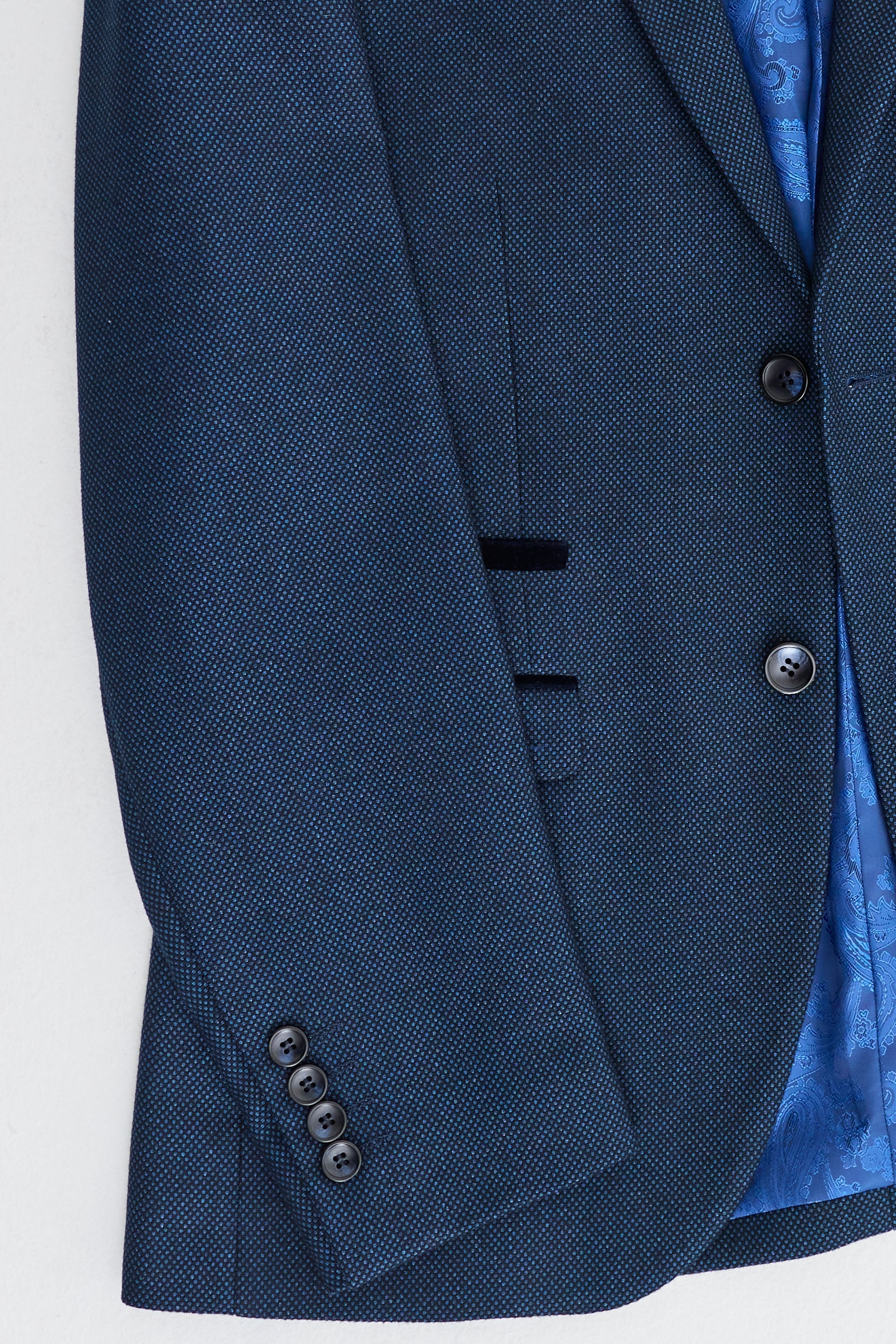 Mens Navy Blue 3 Piece Suit Birdseye Suit Wedding Prom Formal Smart Classic