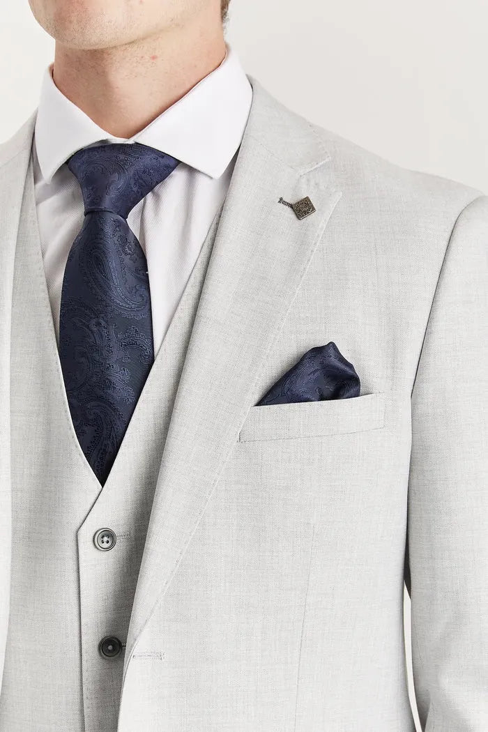 Belmont - Men's Silver 3 Piece Stitch Lapel Classic Suit