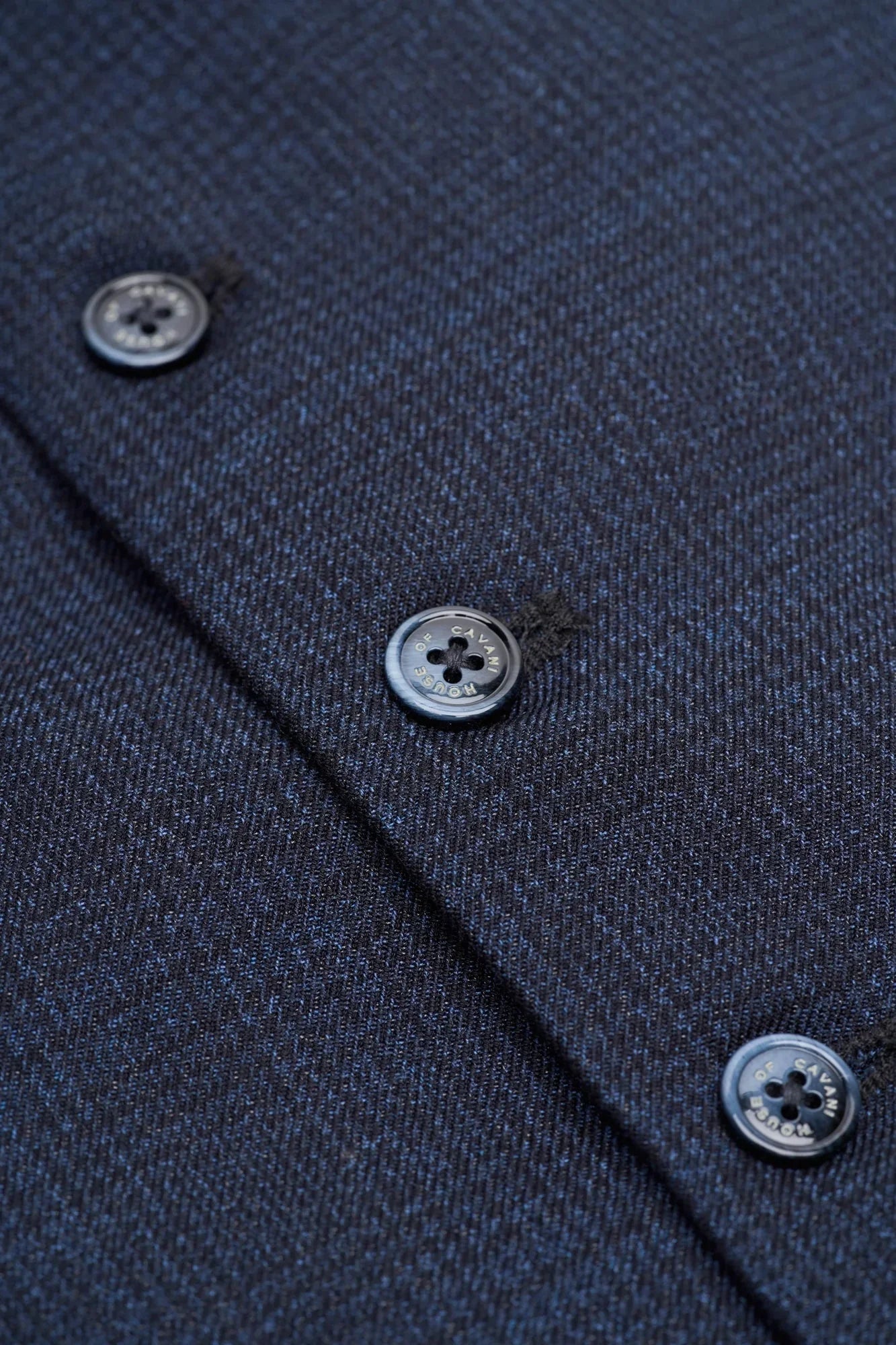 Caridi - Men's Tweed Navy Blue Waistcoat