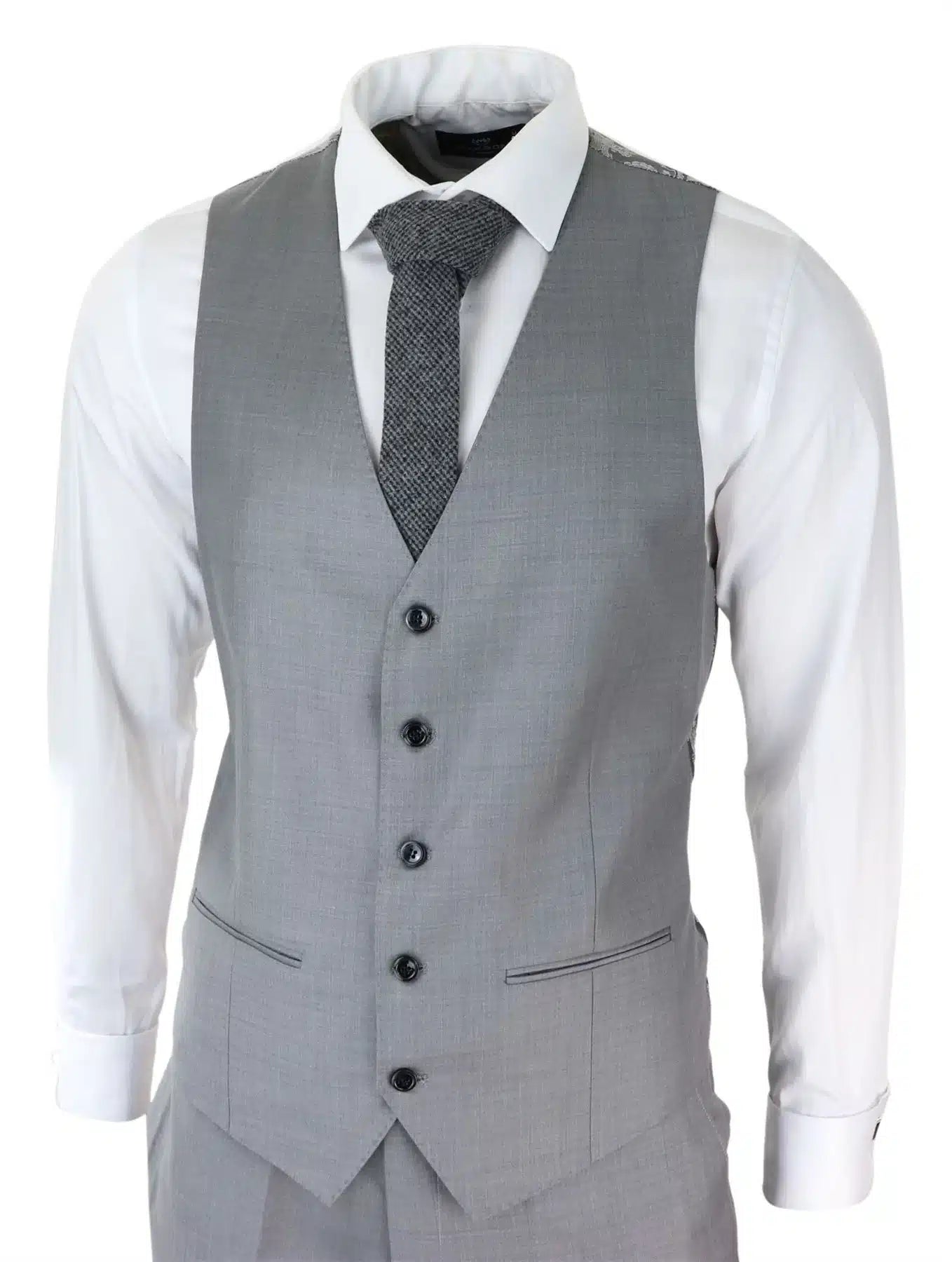 Mens Light Grey 3 Piece Suit Classic Stitch Wedding Summer Prom Classic Grooms