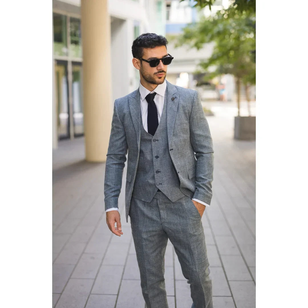 Men's 3 Piece Blue Tailored Fit Suit