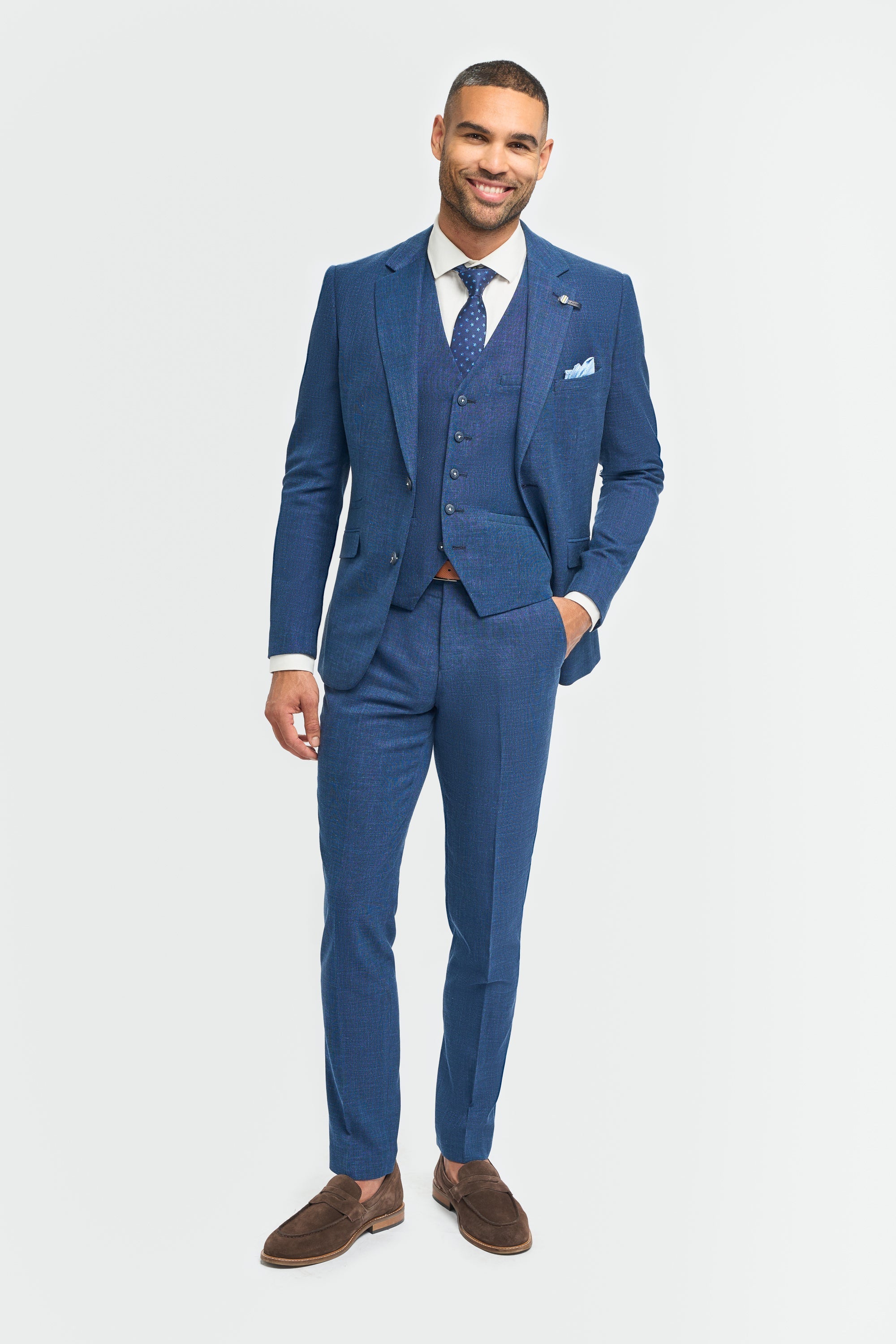 Mens Blue Summer Linen Suit