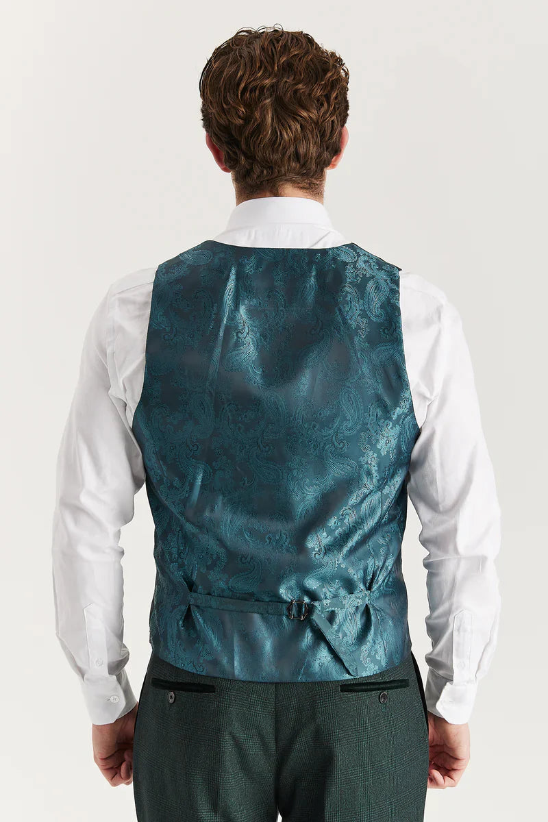 Regent - Men's Green Plaid Check Waistcoat
