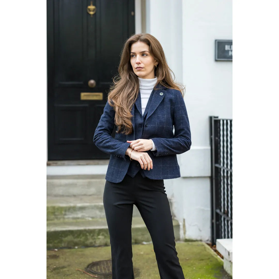 TPSTZ72 - Women's Navy Blue Tweed Blazer