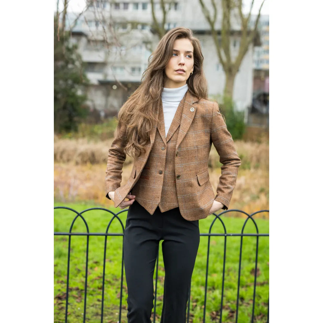TPSTZ73 - Women's Oak Brown Tweed Waistcoat