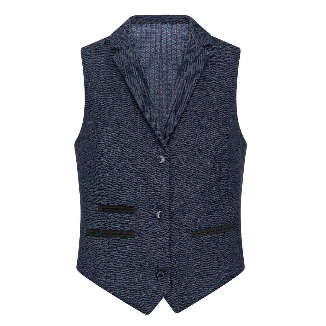 TPW-AK-04 - Women's Navy 3 Piece Herringbone Tweed Suit