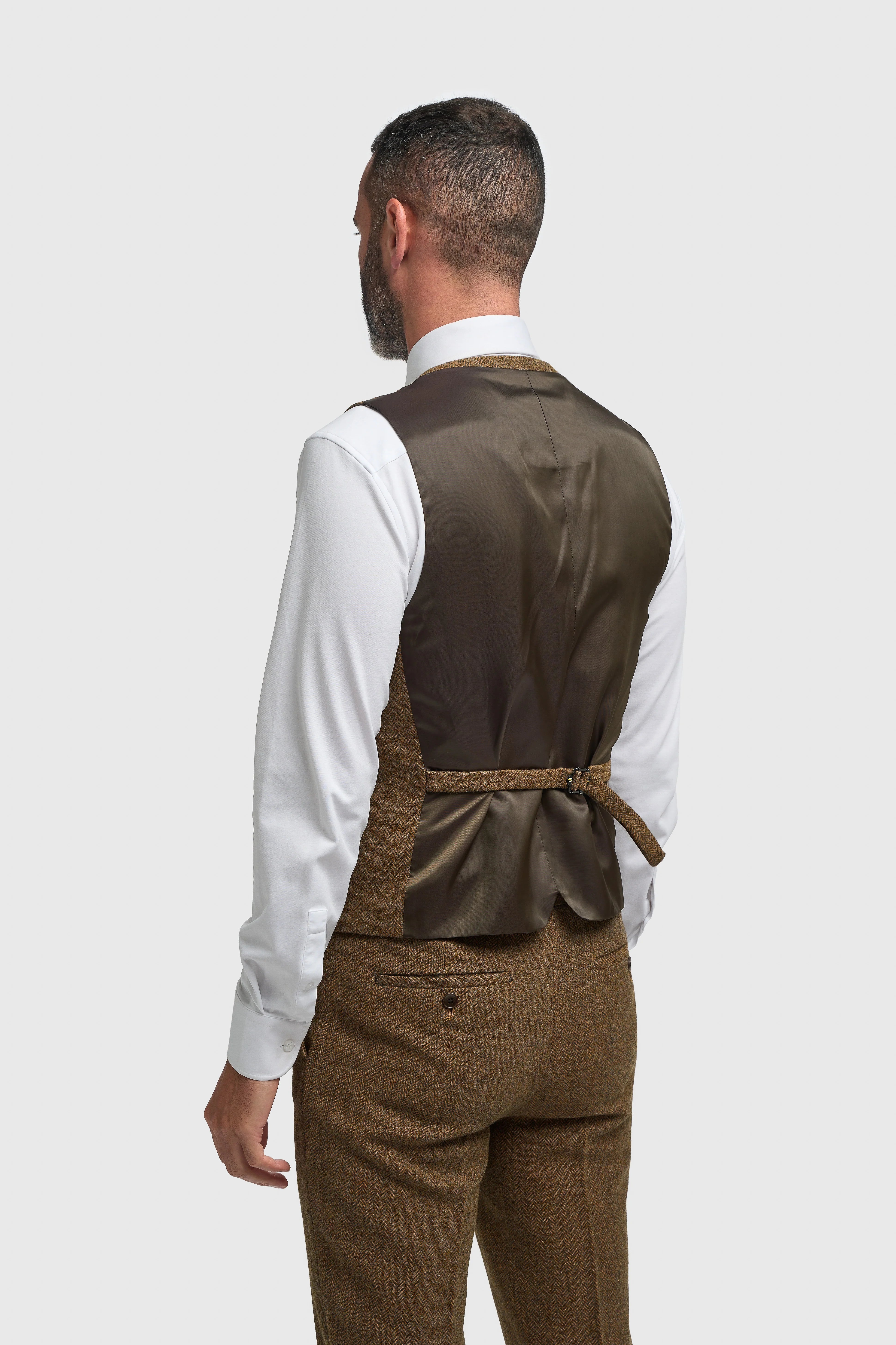 Thomas - Men’s Brown 3 Piece Wool Blend Tweed Suit