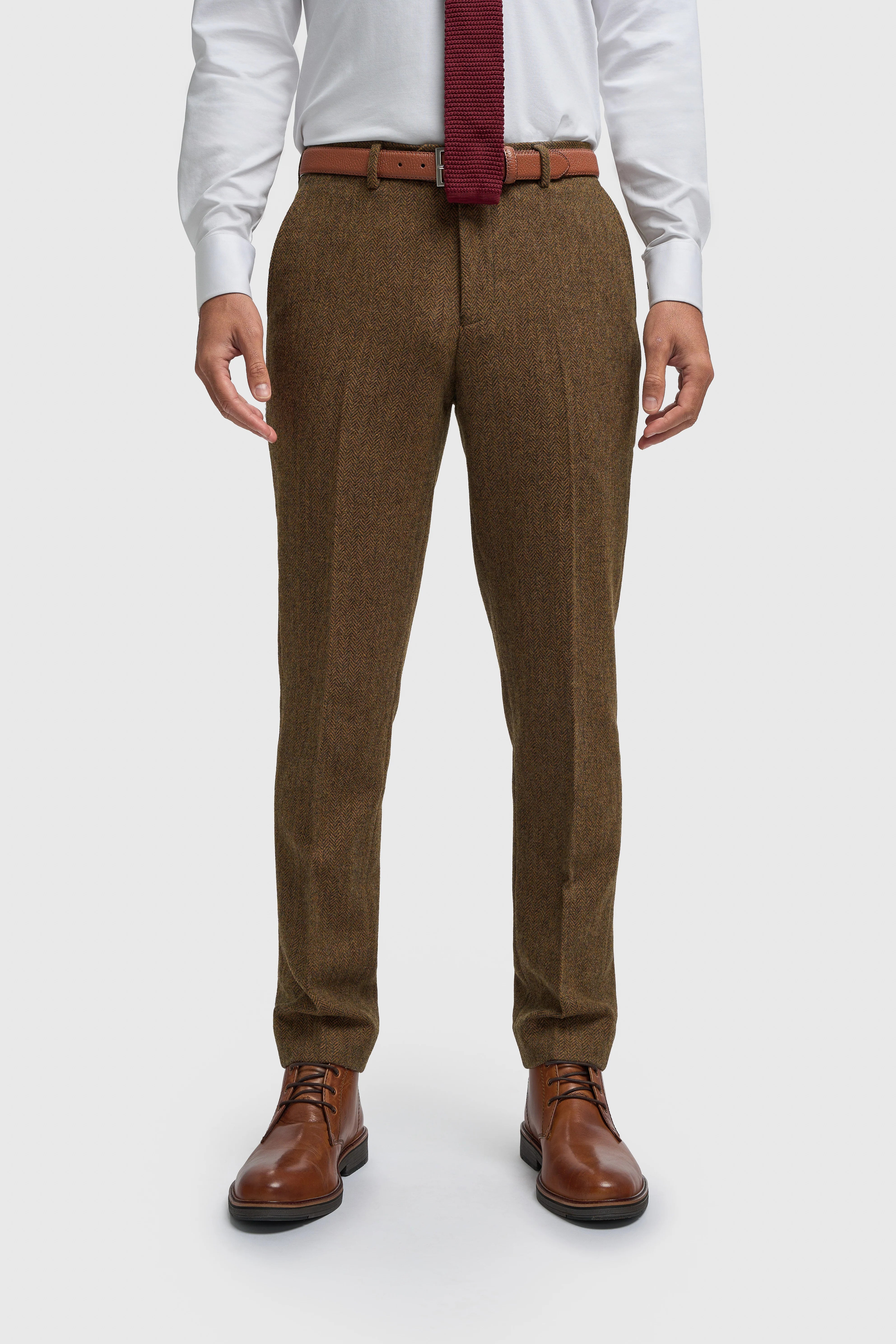 Thomas - Men’s Brown 3 Piece Wool Blend Tweed Suit