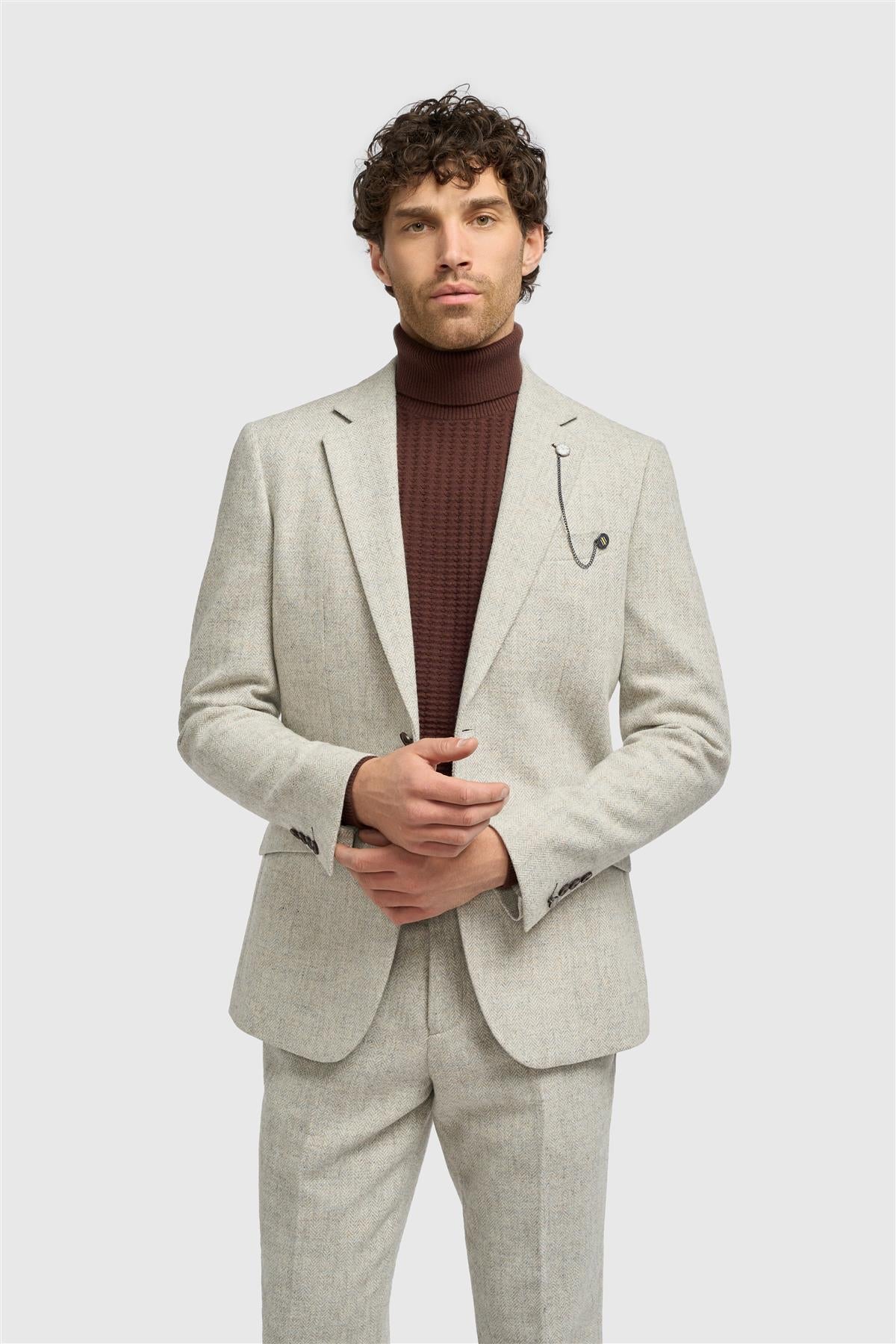 Thomas - Men’s Grey 3 Piece Wool Blend Tweed Suit