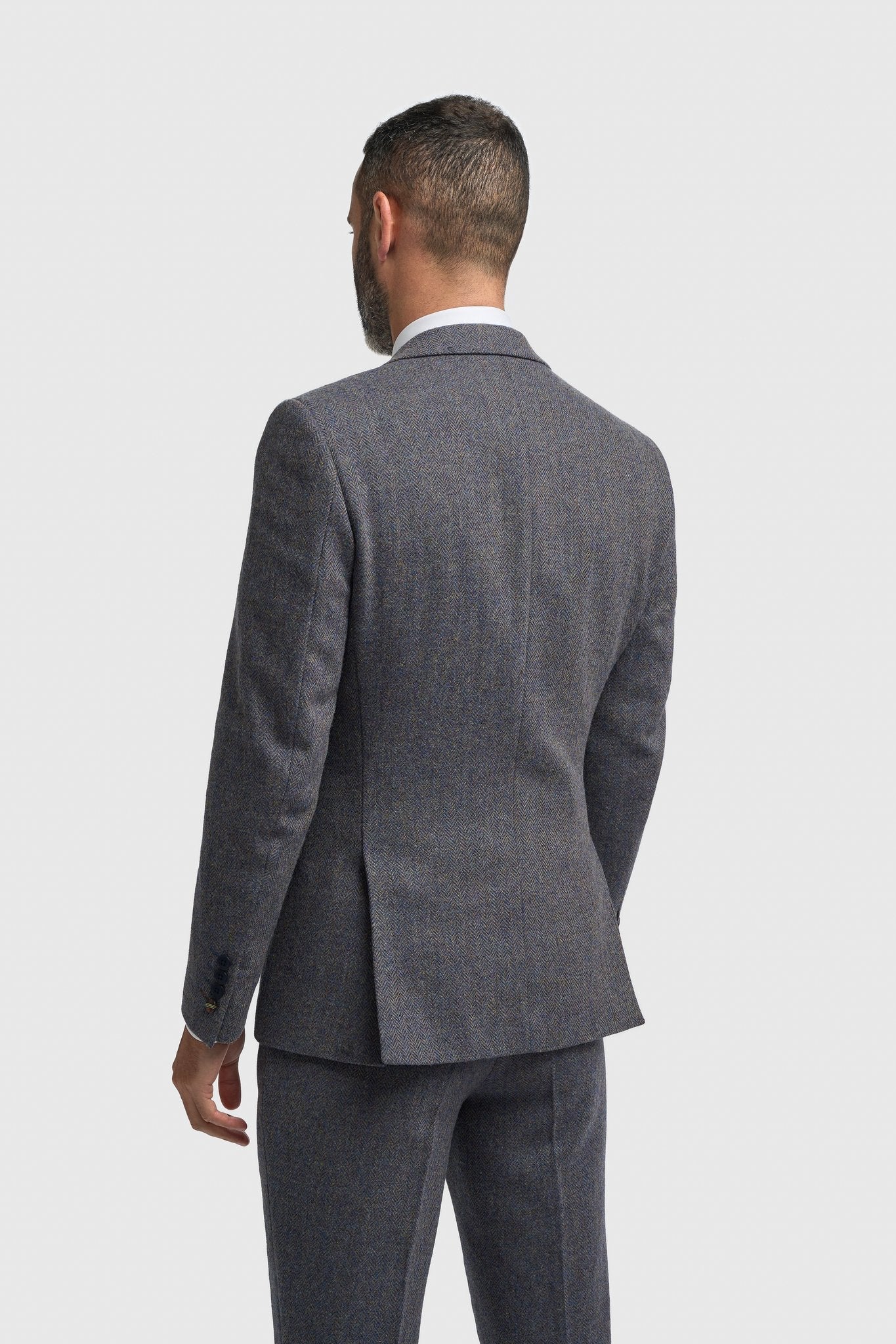 Thomas - Men’s Navy 3 Piece Wool Blend Tweed Suit
