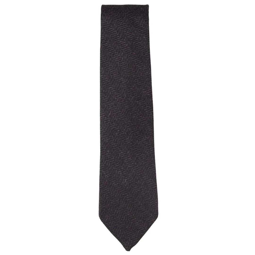 Men's Tweed Plum Herringbone Tie & Pocket Square Set