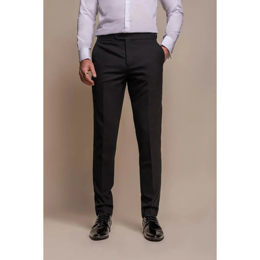 Aspen - Men's Plain Black Classic Trousers