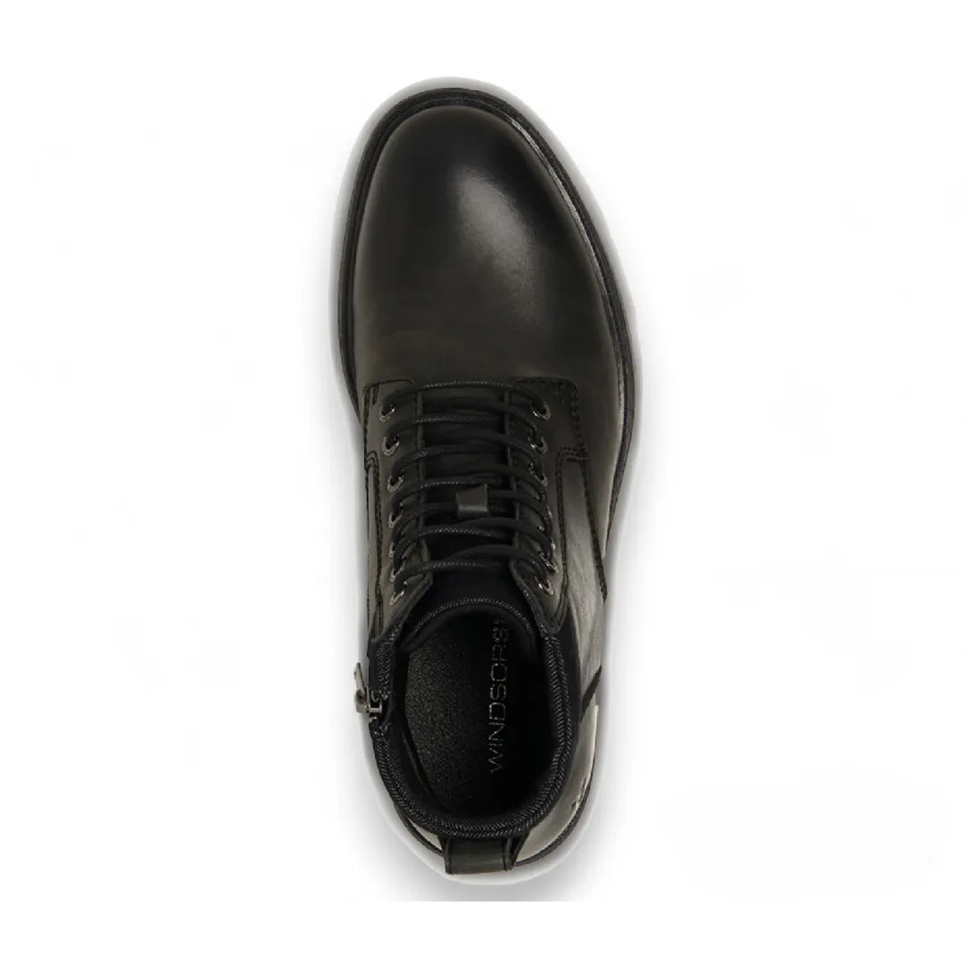 Beau - Men's Black Lace Up Side Zip Leather Chelsea Boots
