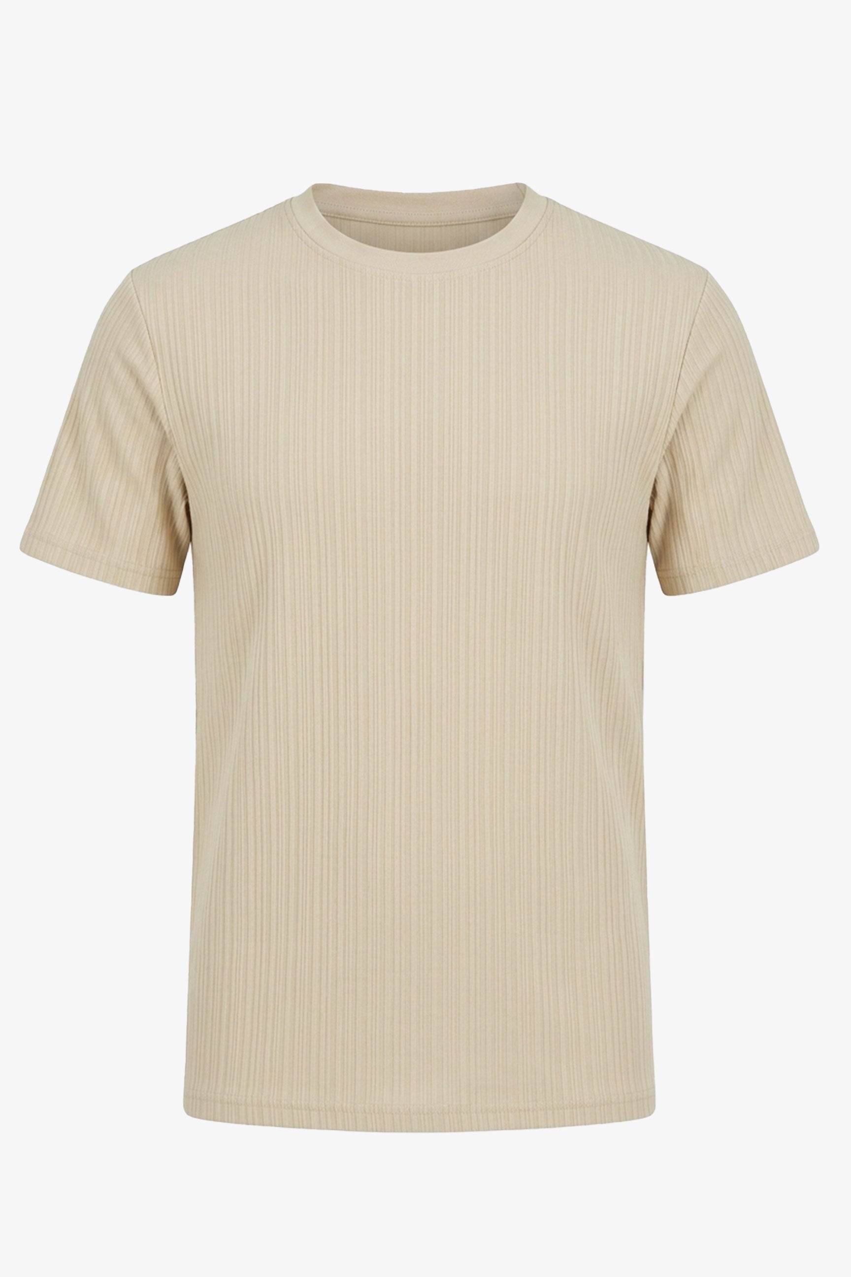 Beige Ribbed Classic TShirt for Men