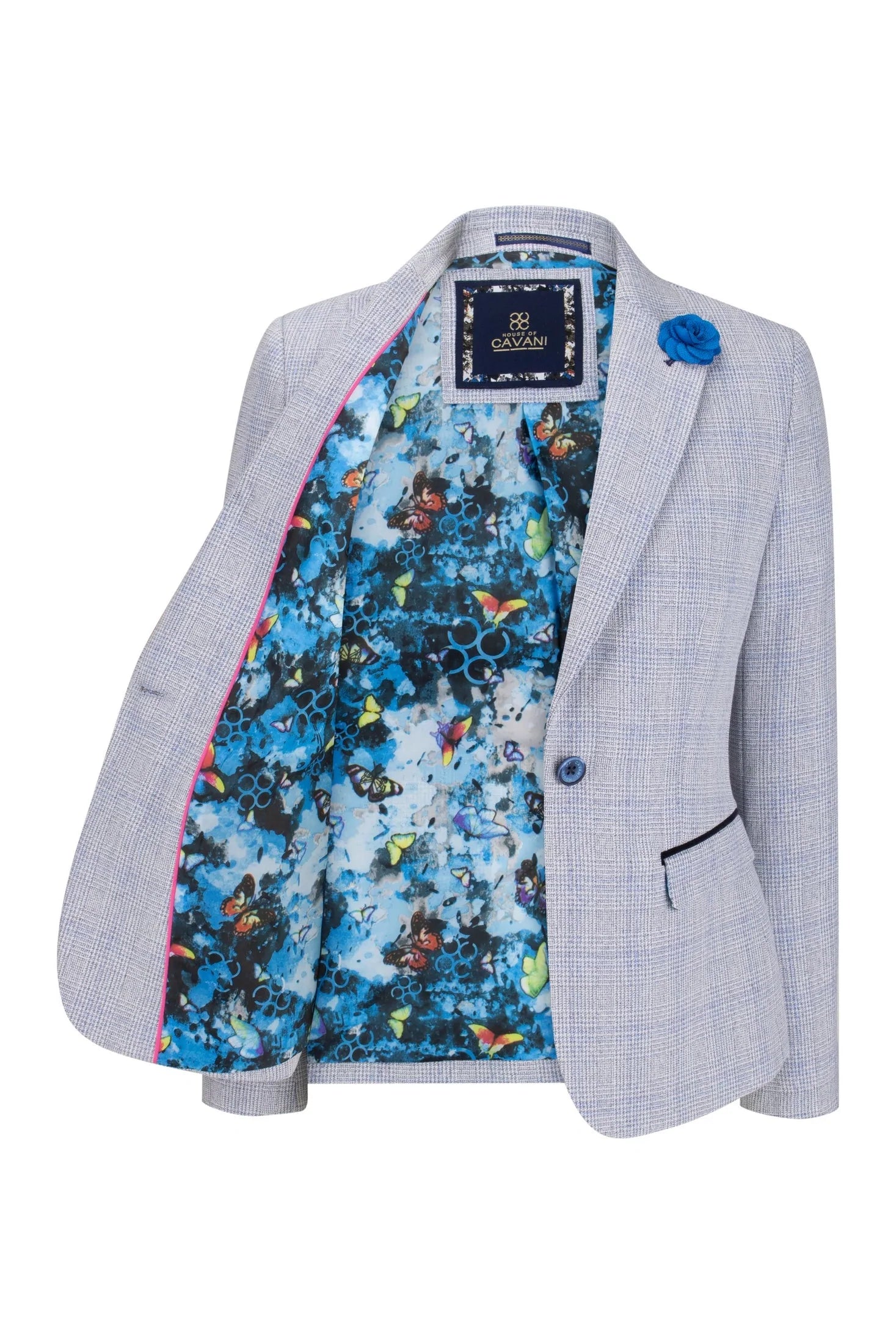 Womens Light Blue Tweed Blazer