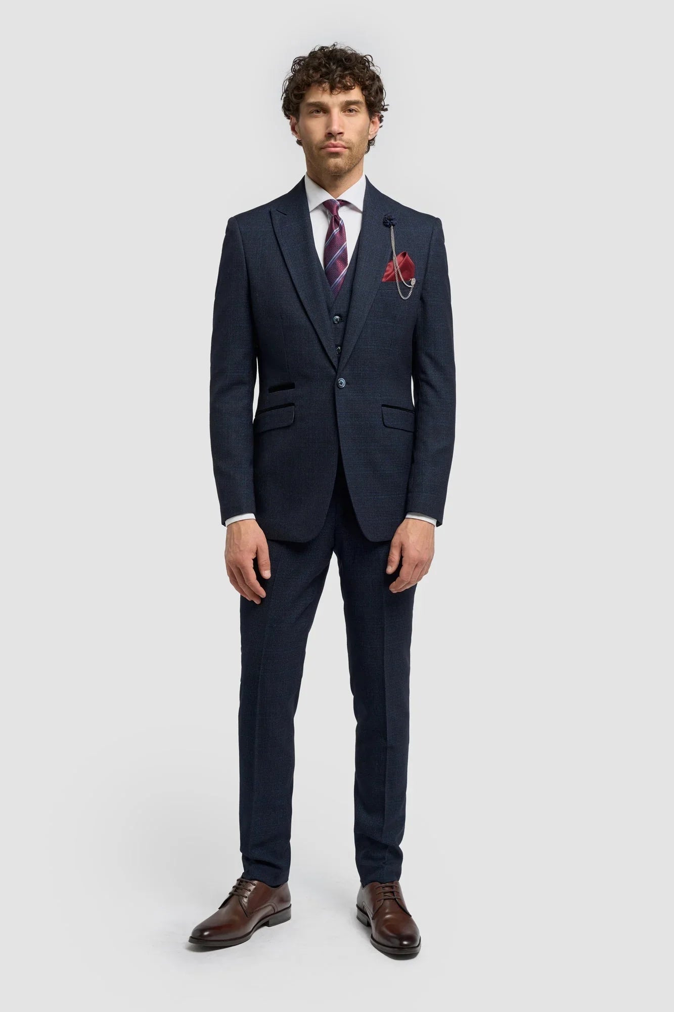 Caridi - Men's Tweed Navy Blue Blazer