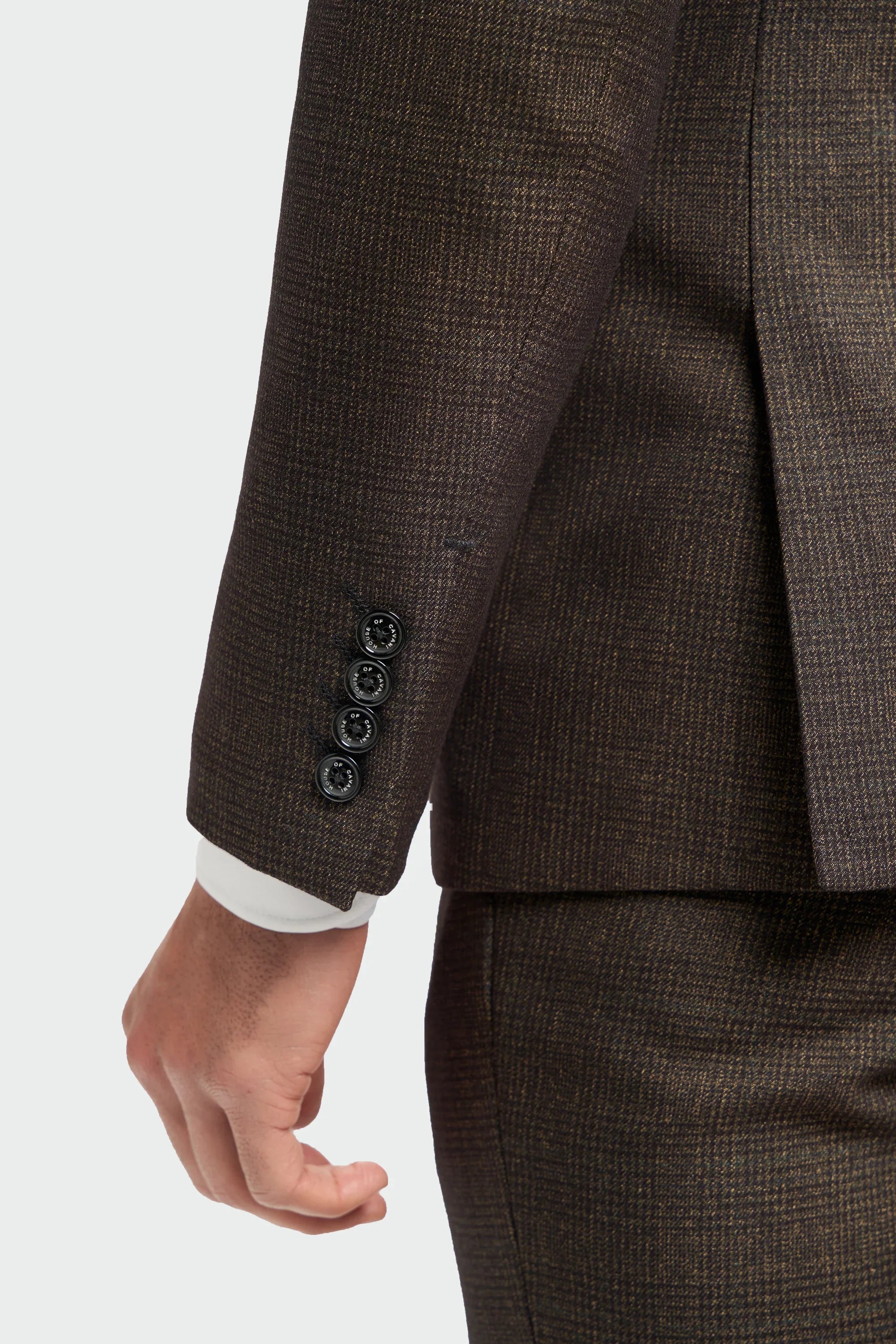 Mens 3 Piece Check Suit Tweed Black Brown Tailored Fit Wedding Peaky Classic