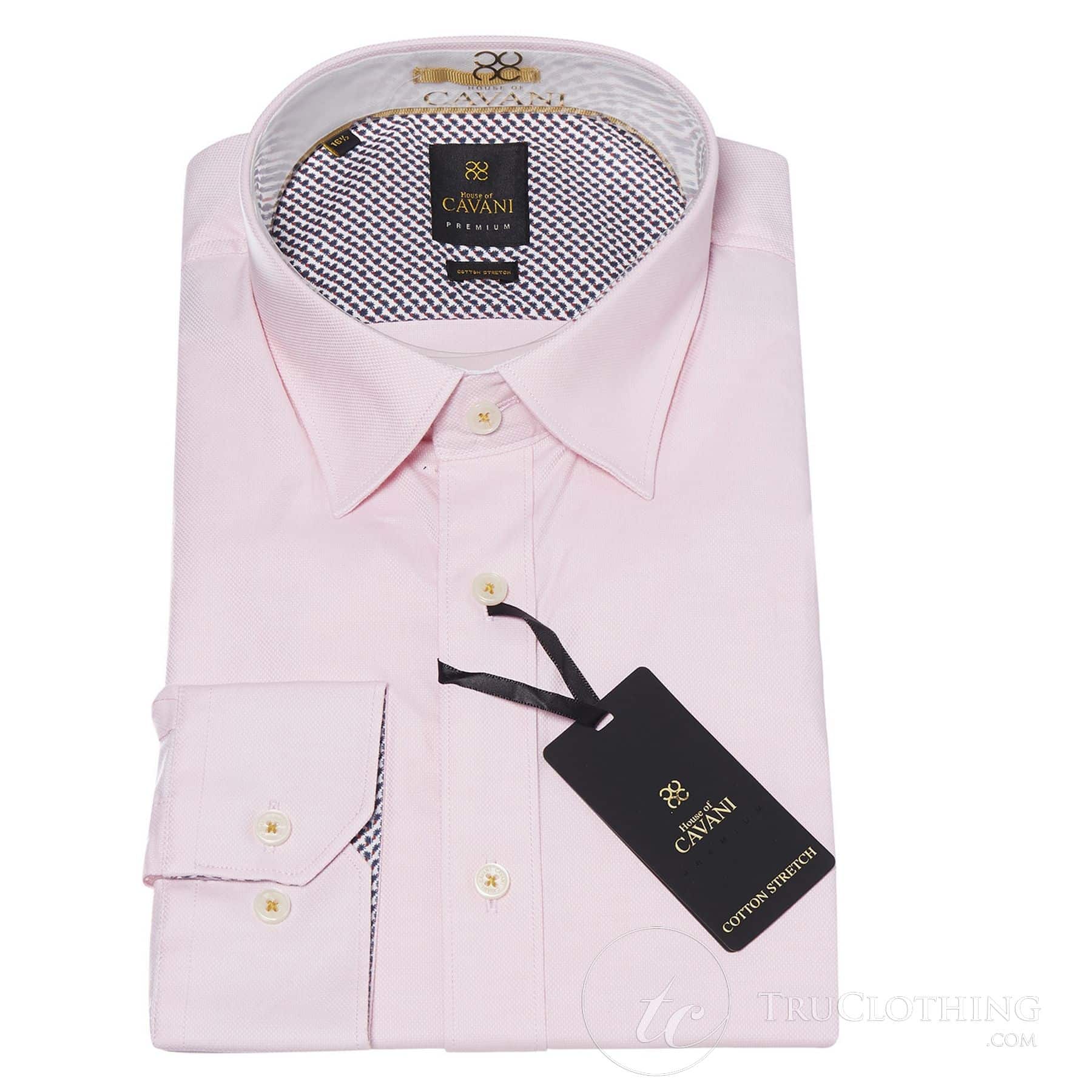 Cavani CV-65 - Men's Cotton Stretch Smart Shirt - Black/Blue/Navy/Pink/White