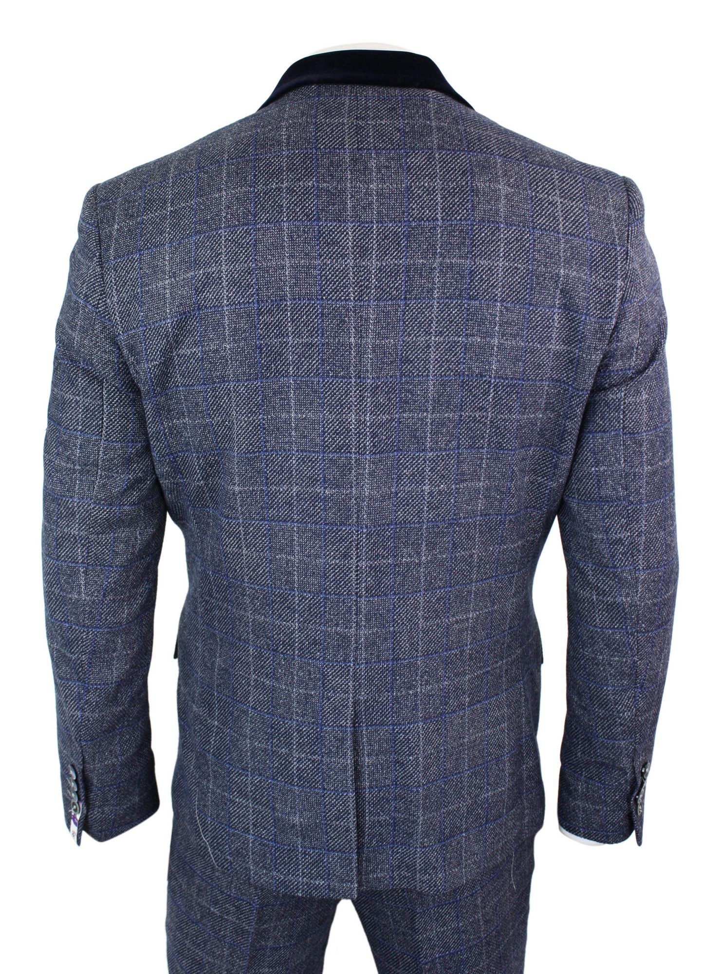 Cavani Miles - Mens Blue Navy 3 Piece Tweed Suit Herringbone Vintage 1920s Vintage 1920's Retro
