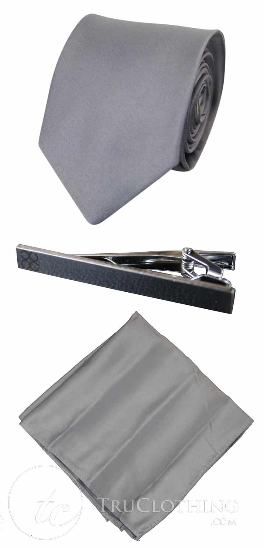 Cavani Satin Tie - Mens Matching Satin Silk Tie Hanky Hankerchief & Tie Clip Polka Dot Wedding Prom Office