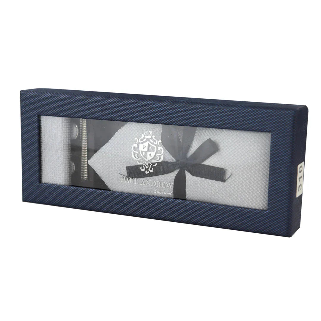 Diamond Neck Silver Tie Gift Set Pocket Square Cuff Links Pin Tie For Shirt Satin