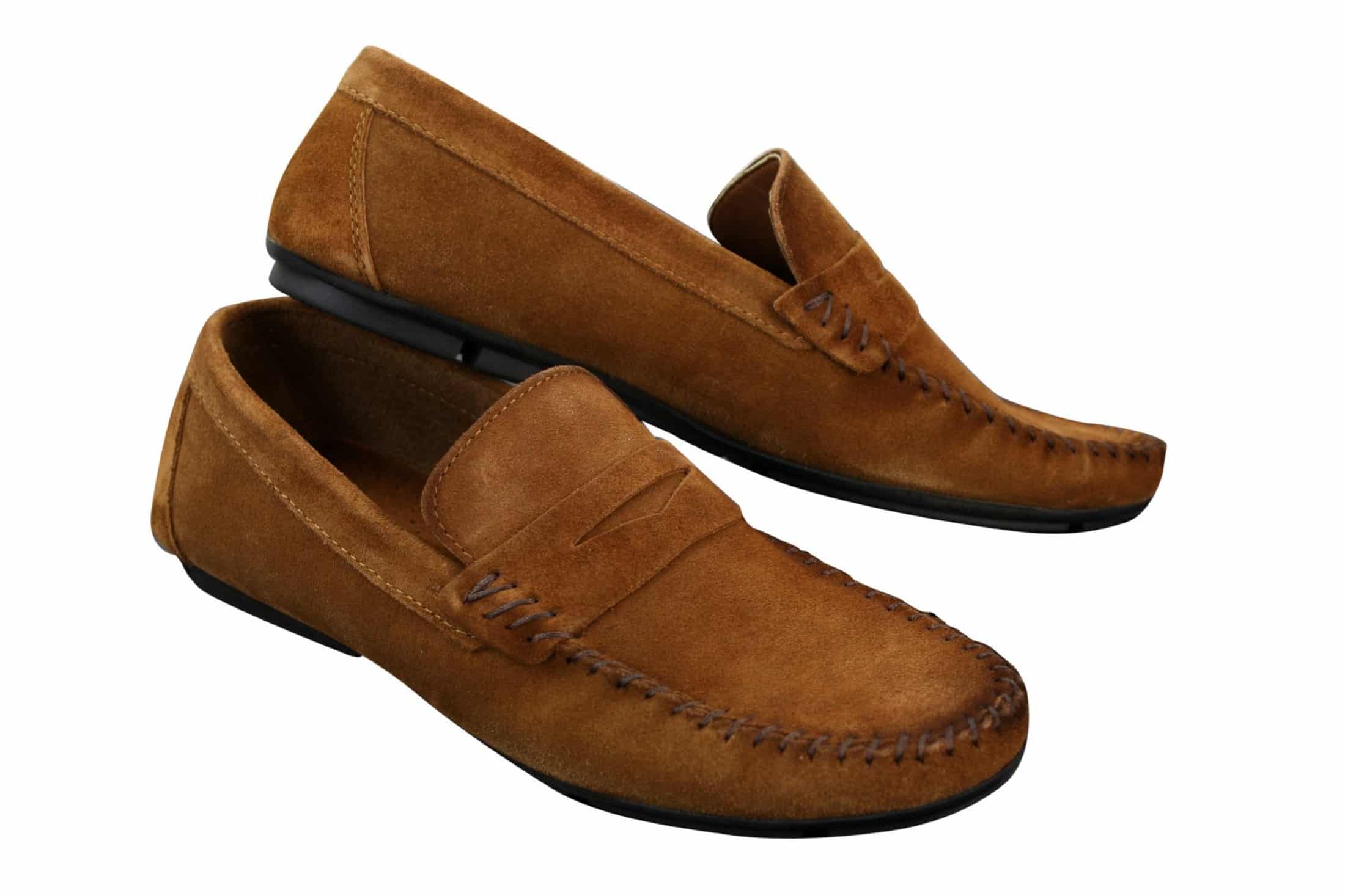 Mens Real Suede Washed Designer Slip On Loafers Moccasins Smart Casual Shoes