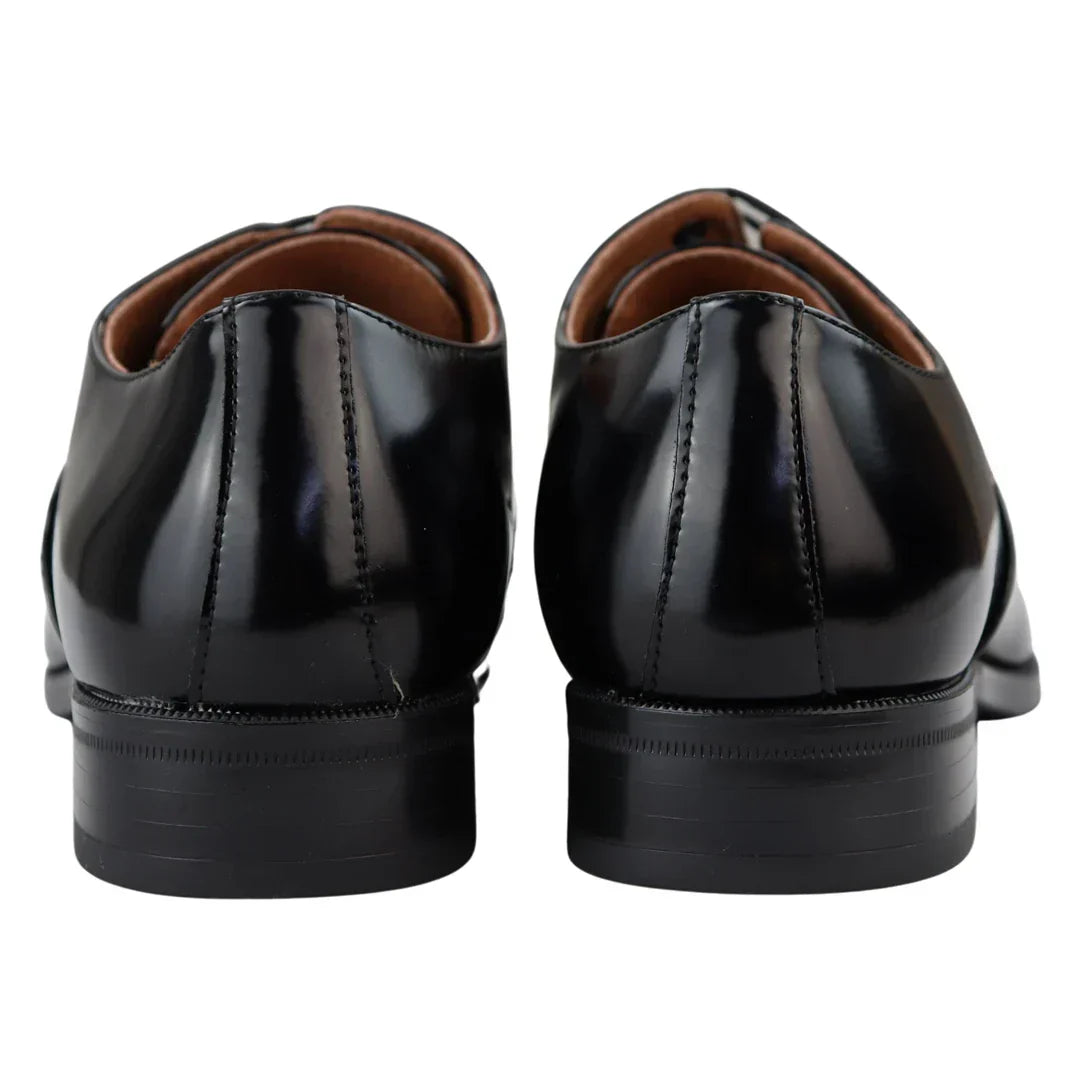 Mens Smart Formal Patent Oxford Black Shoes Shiny Laced Classic Round Toe Dress