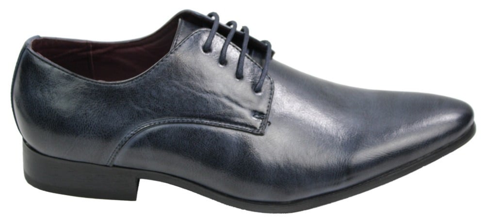 Mens Blue Black Cream Beige Leather Italian Design Shoes Pointed Laced Smart