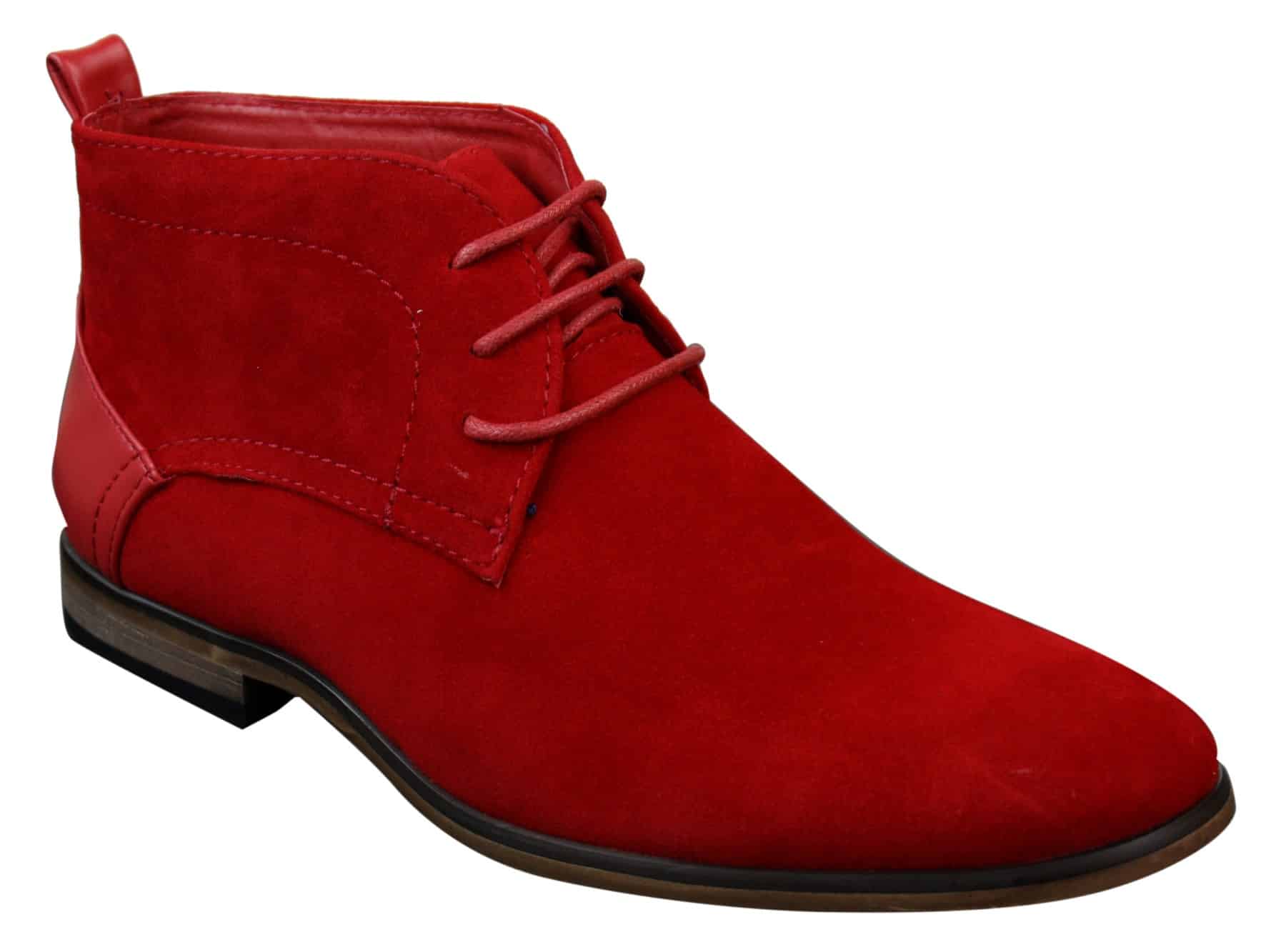 Mens Suede Desert Ankle Red Grey Brown Blue Boots Shoes Smart Casual Leather Laced