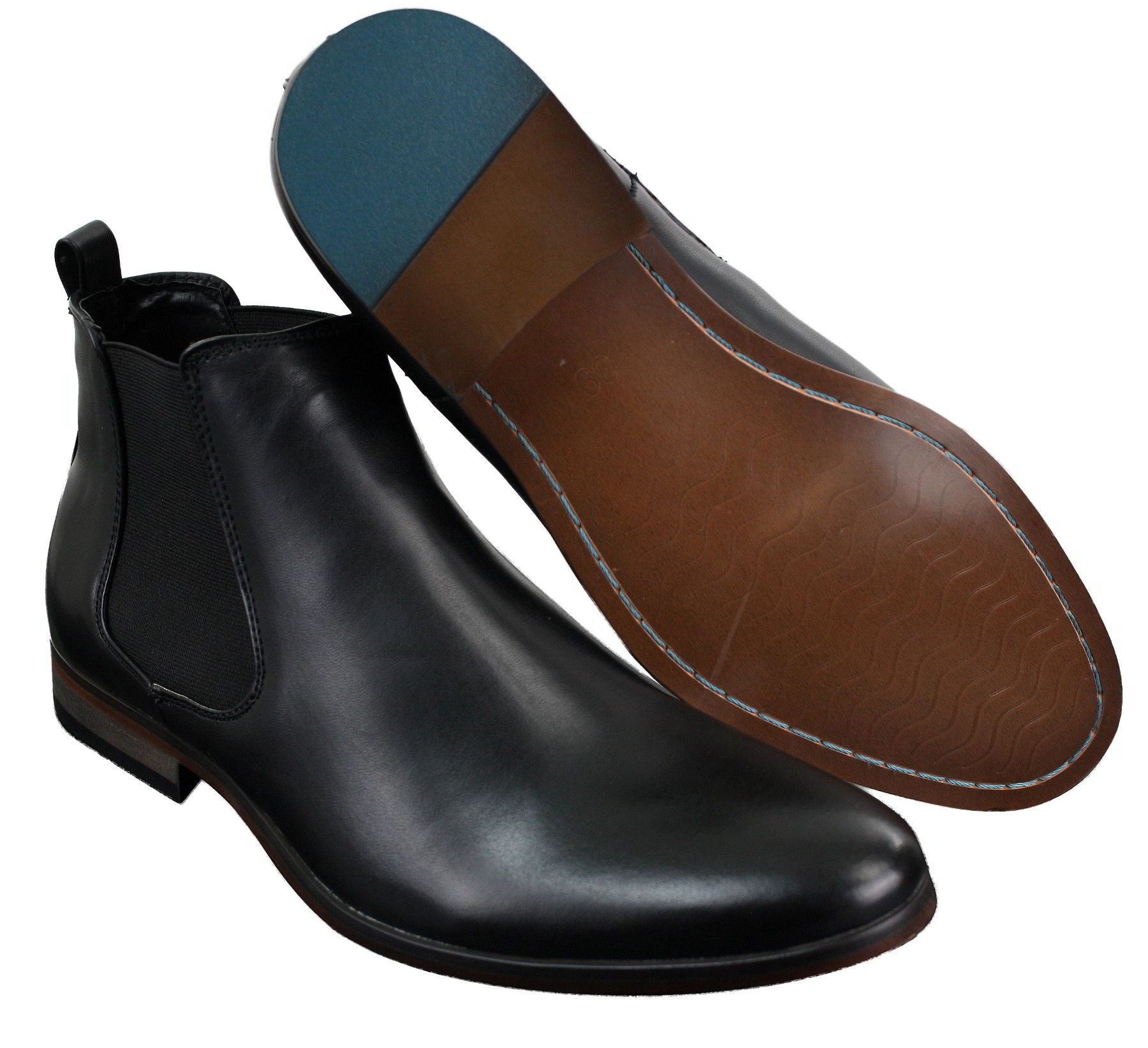 Mens Laced Black Shoes Smart Casual Suede Shiny Patent Leather Trim